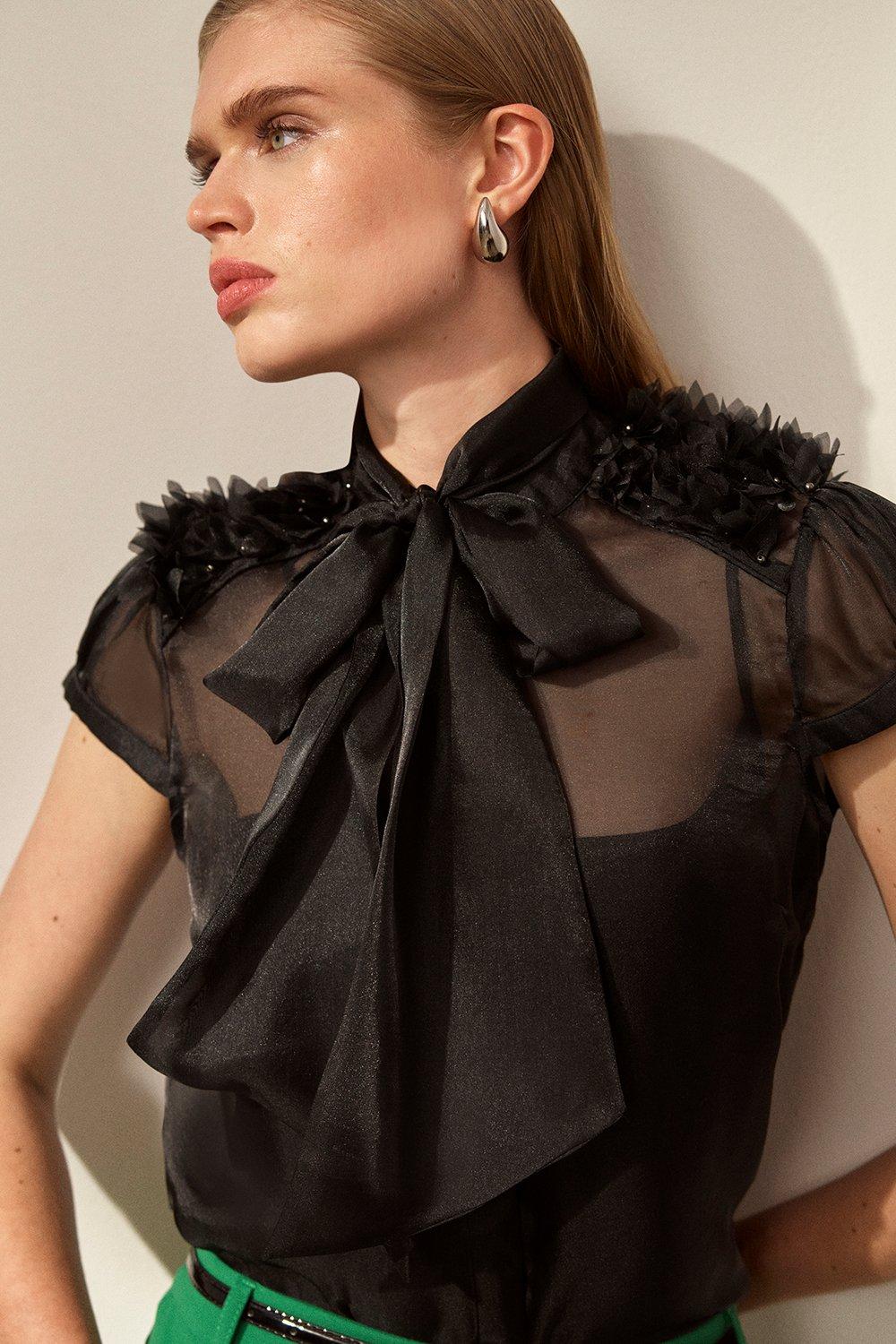 Sheer Knit Button Up Top | Karen Millen