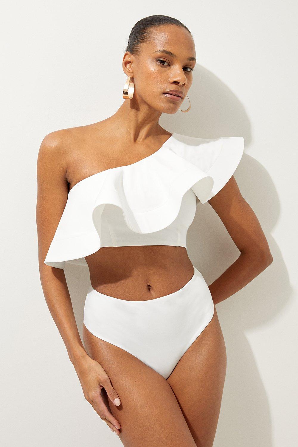 Bandage V Neck Cut Out Fringed Bikini Set | Karen Millen