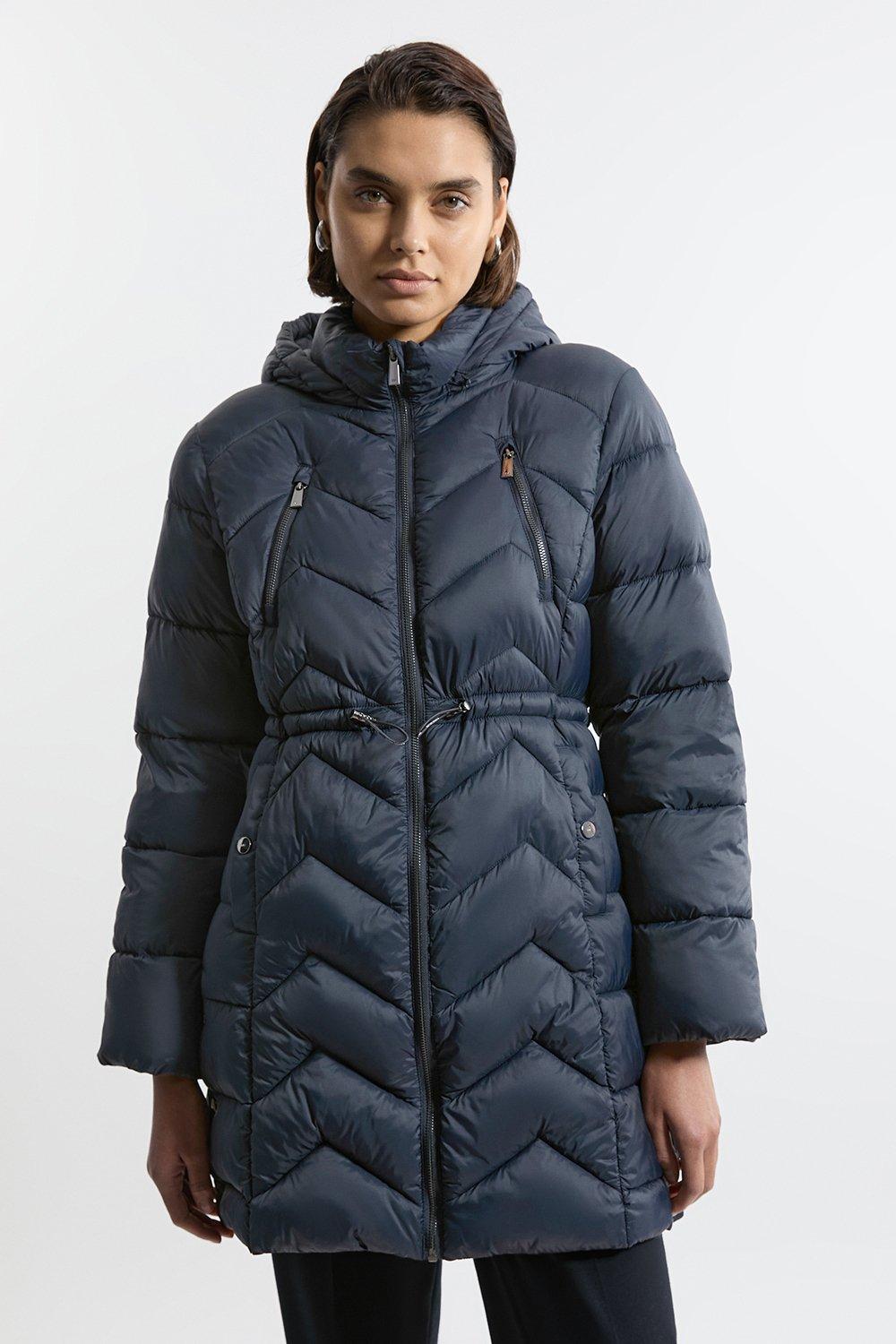 Plus Size Quilted Full Skirt Midi Coat | Karen Millen