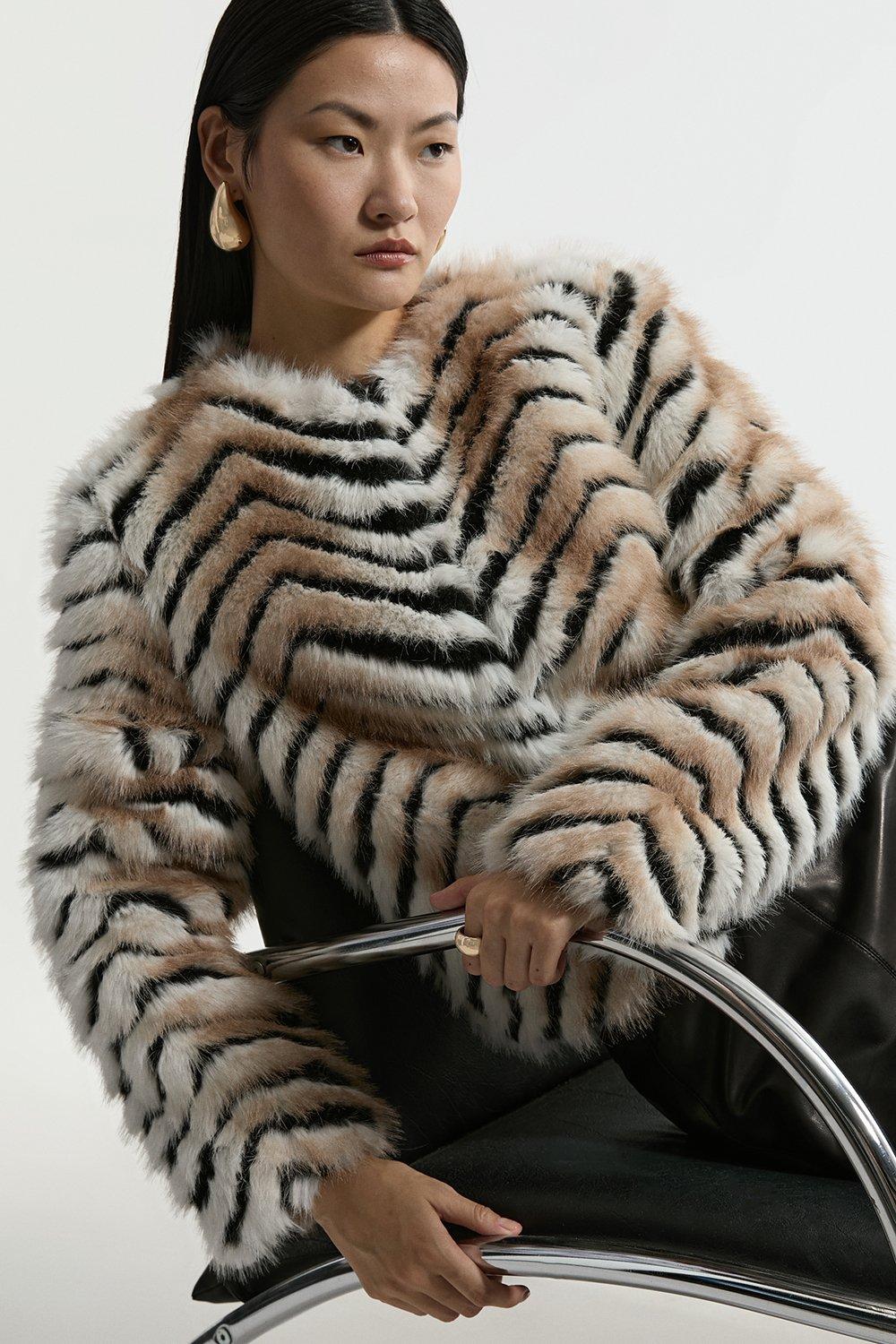 Faux Shearling Biker Longline Belted Coat | Karen Millen
