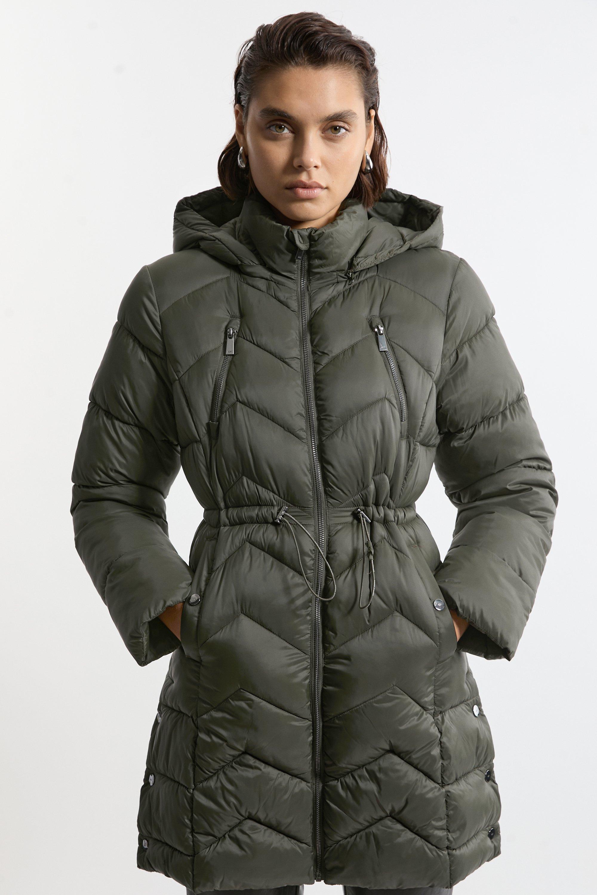 Peplum Belted Puffer Short Coat | Karen Millen