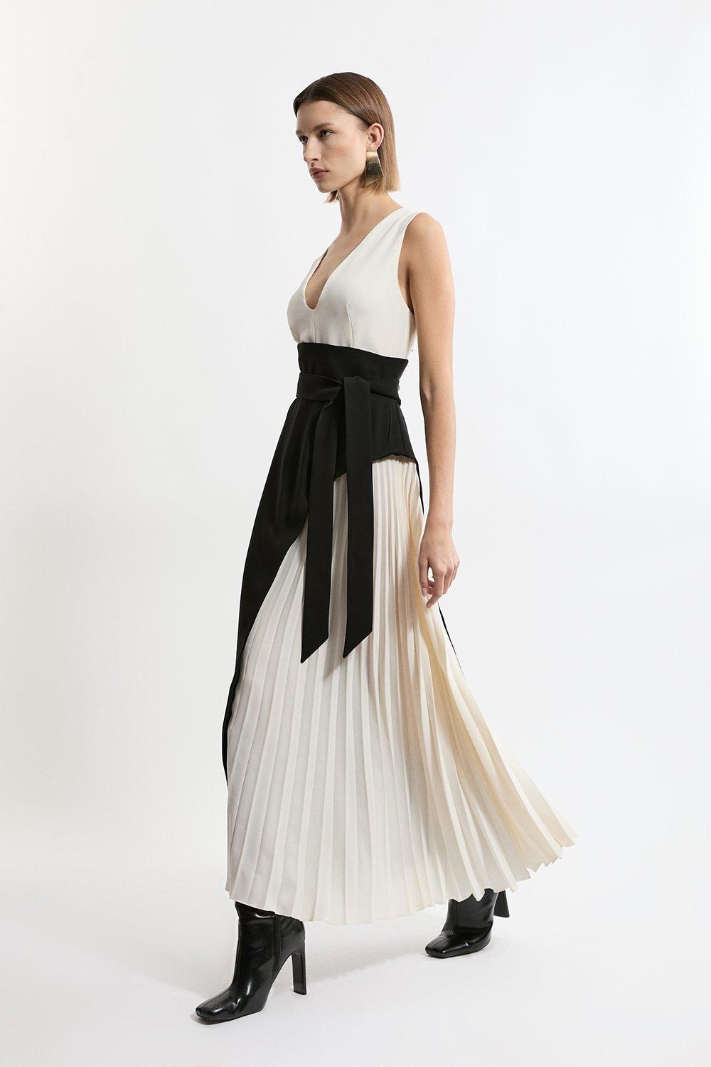 Petite Cowl Neck Woven Crepe Midi Wrap Dress | Karen Millen