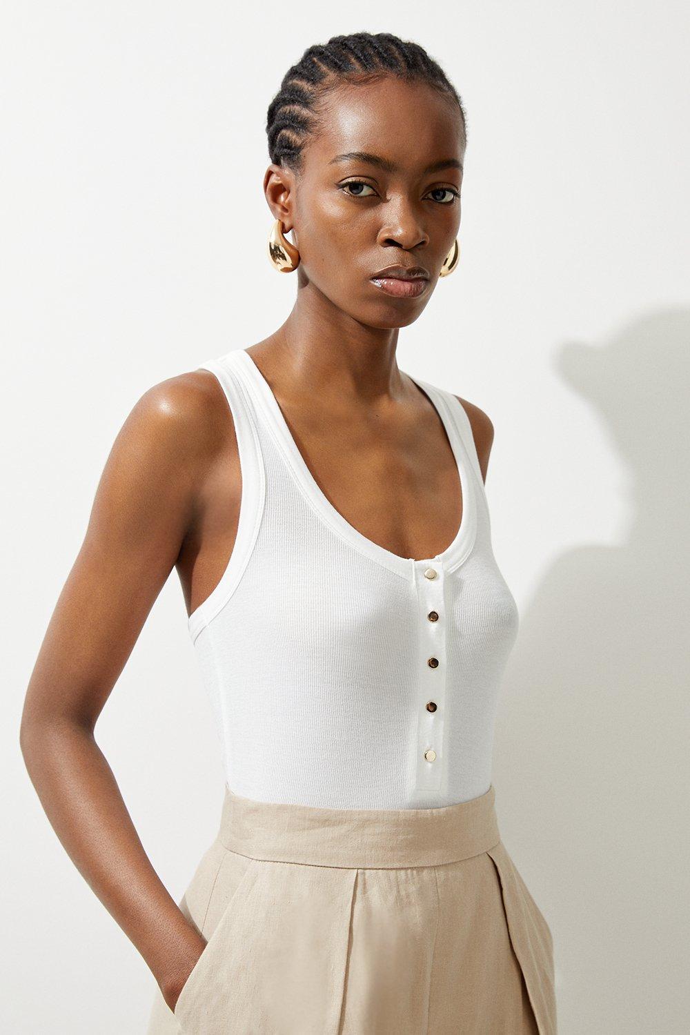SLY | FRONT ZIP CUT RIB トップス (Tシャツ・カットソー(半袖