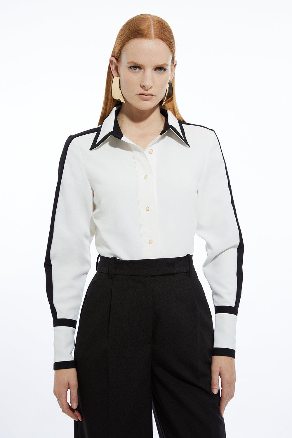 Military Belted Sheer Woven Shirt | Karen Millen