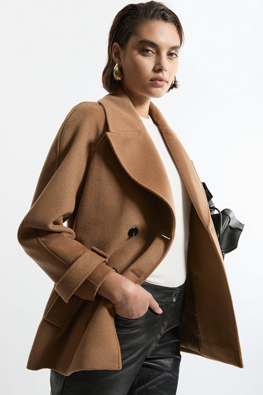 Italian Manteco Wool Blend Tailored Flared Skirt Midaxi Coat