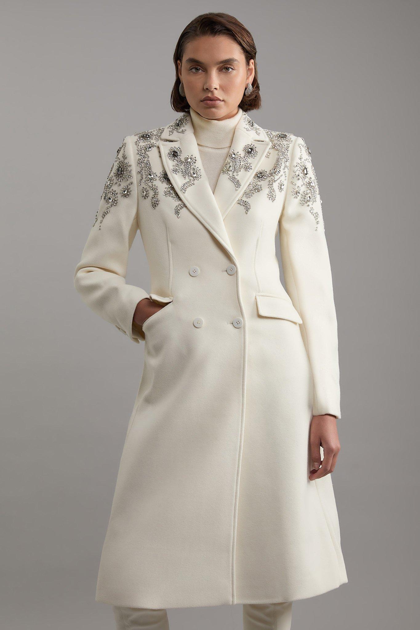 Italian Luxe Finish Wool Cashmere Blend Hourglass Midi Coat