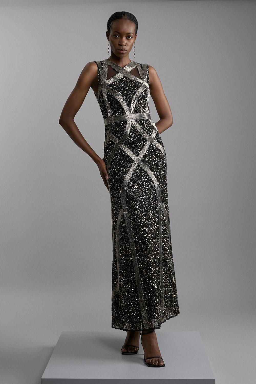 Petite Premium Bonded Crepe Drape Detail Maxi Dress | Karen