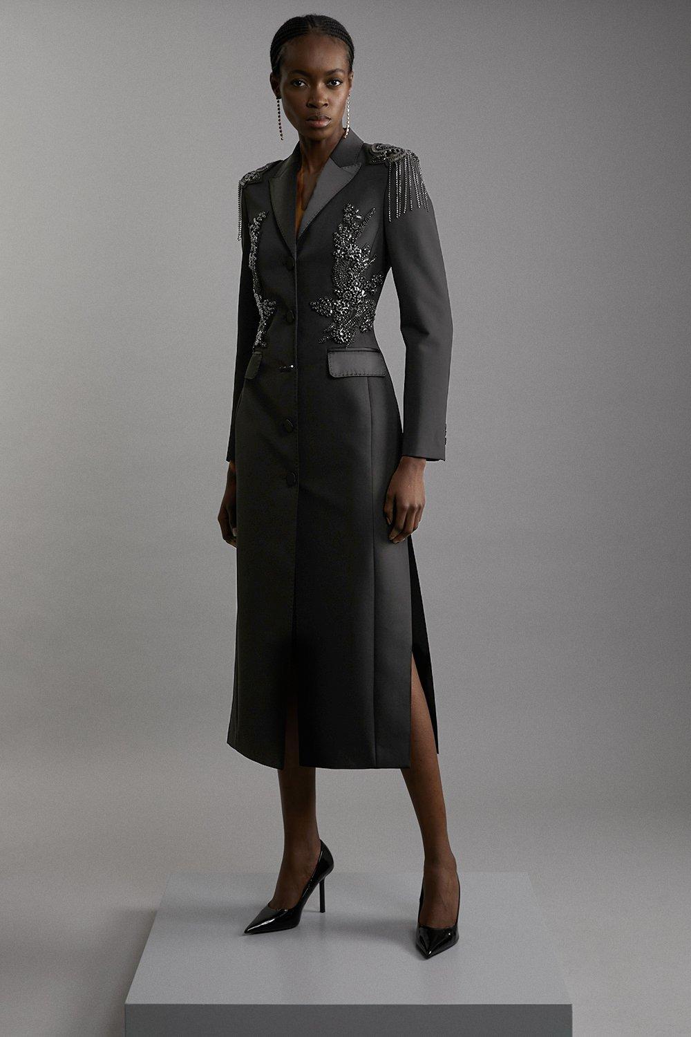 Plus Size Structured Crepe Belted Blazer Dress | Karen Millen Plus Size Structured Crepe Belted Blazer Dress | Karen Millen