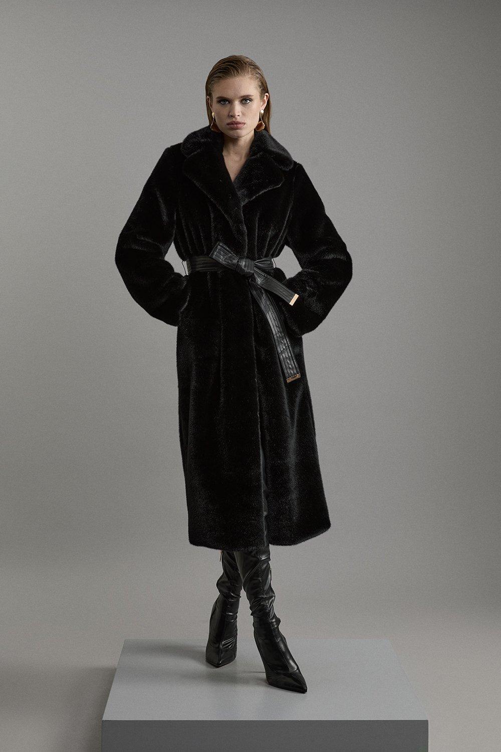 Funnel Neck Faux Fur Jacket | Karen Millen