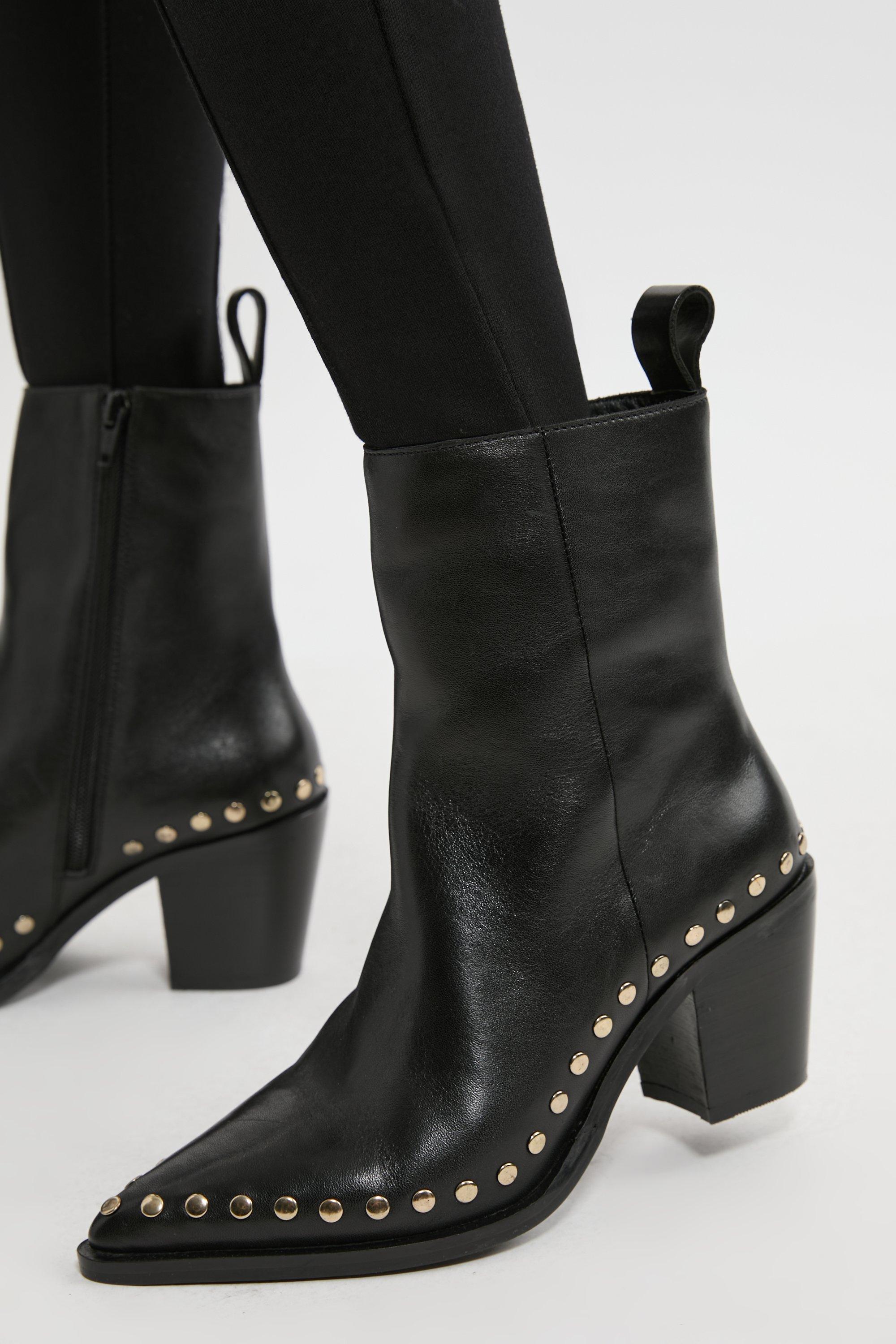 ★Karen Millen 本革ブロックヒールアンクルブーツ 24-24.5㎝★ BUYMA VINTAGE 中古 ☆Karen Millen 本革ブロックヒールアンクル