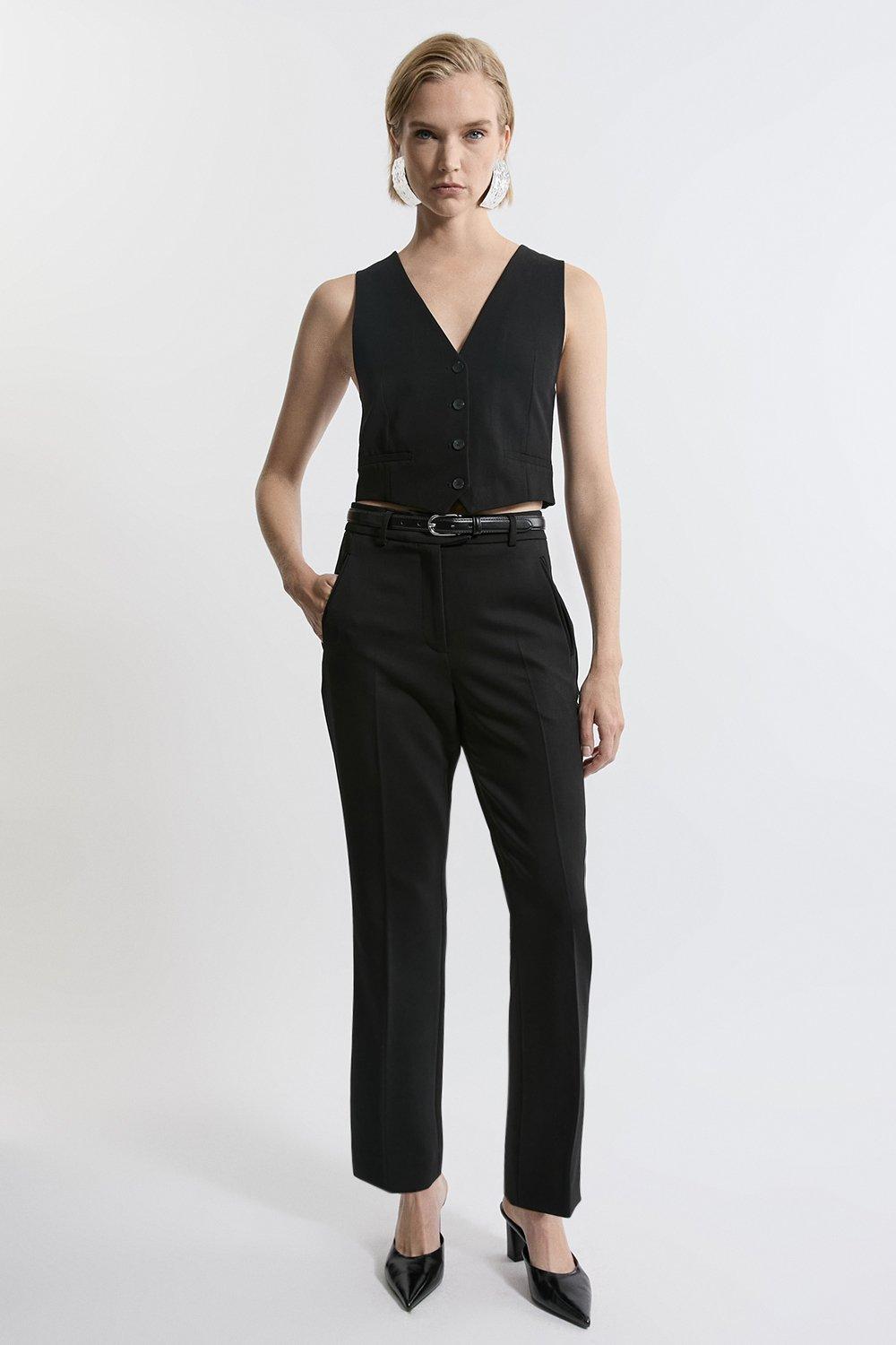 Compact Stretch High Waist Dress Pants | Karen Millen