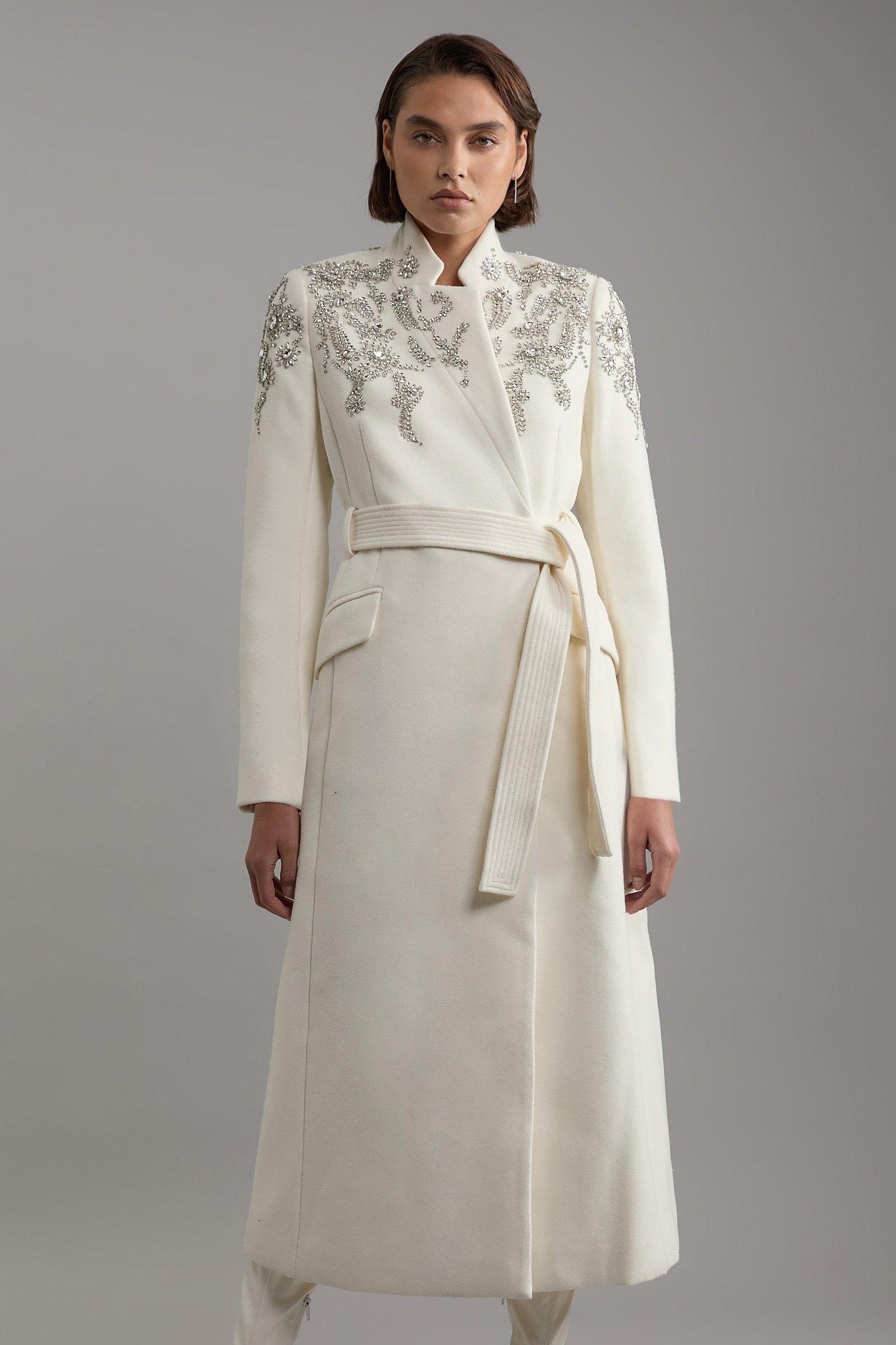 Italian Wool Side Split Tailored Maxi Coat | Karen Millen