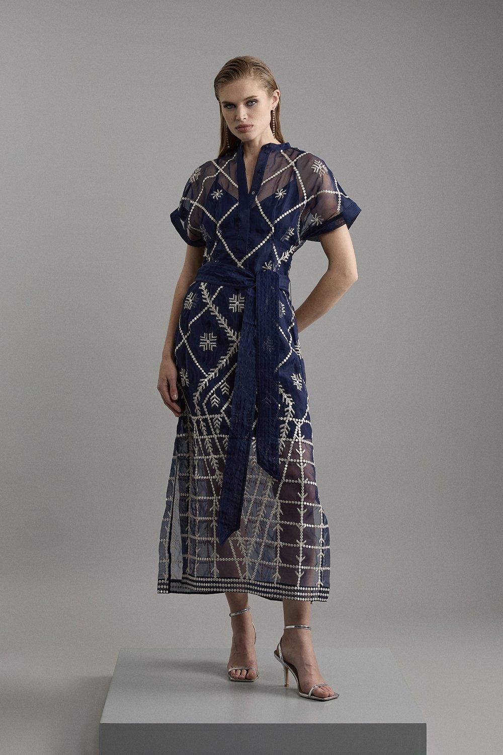 KAREN MILLEN 日本未入荷 アニマル柄 ジップ ペンシルドレス Petite Abstract Swirl Printed Jersey Crepe Maxi Shirt Dress
