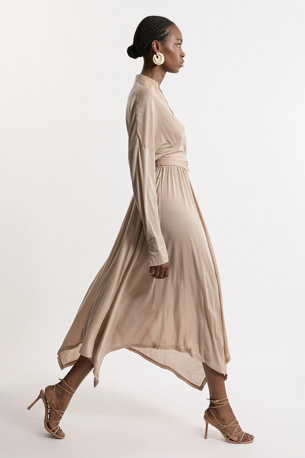 Viscose Linen Scenic Placed Print Balloon Woven Shirt Dress Viscose Linen Scenic Placed Print Balloon Woven Shirt Dress
