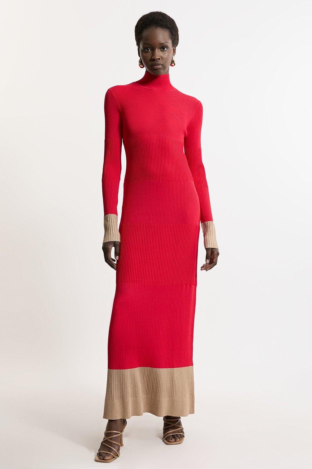 Bandage Figure Form Knit Belted Asymmetric Midaxi Dress