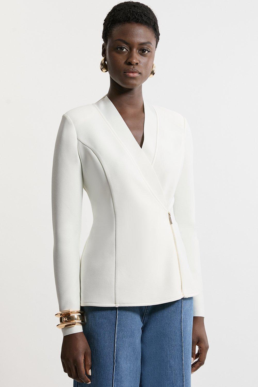 Bandage Form Fitting Cape Sleeve Embellished Jacket | Karen