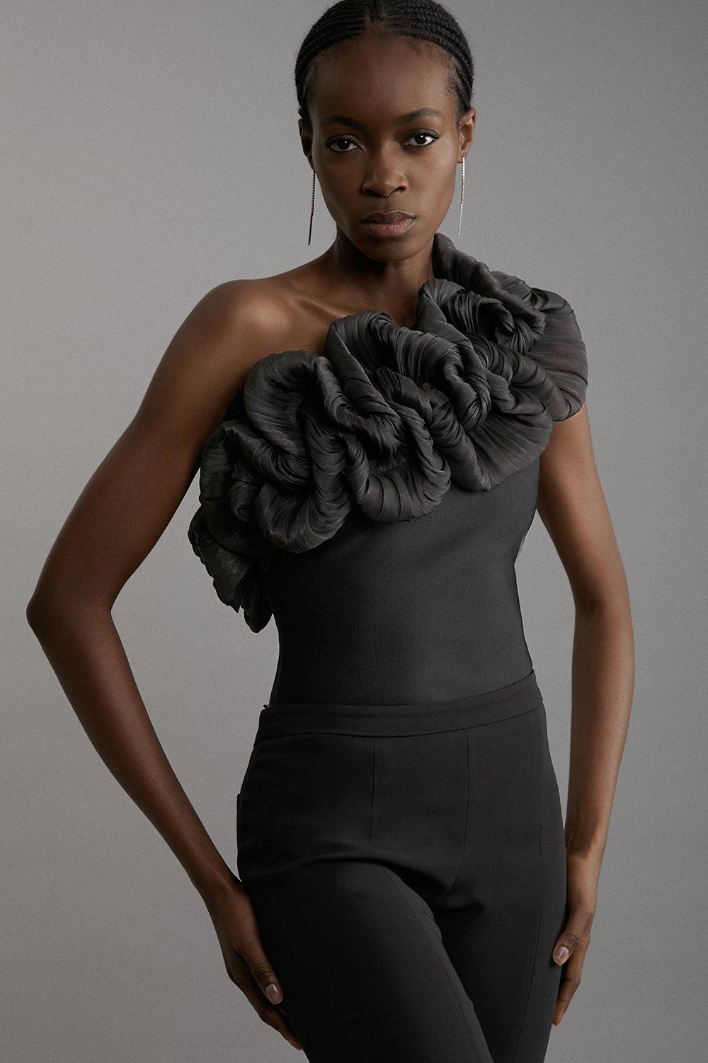 Rib Knit Scallop Neck Top | Karen Millen