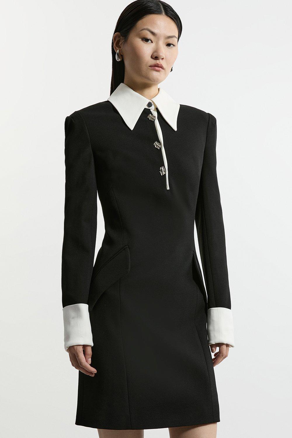 Petite Halter Neck Belted Full Skirted Shirt Dress | Karen