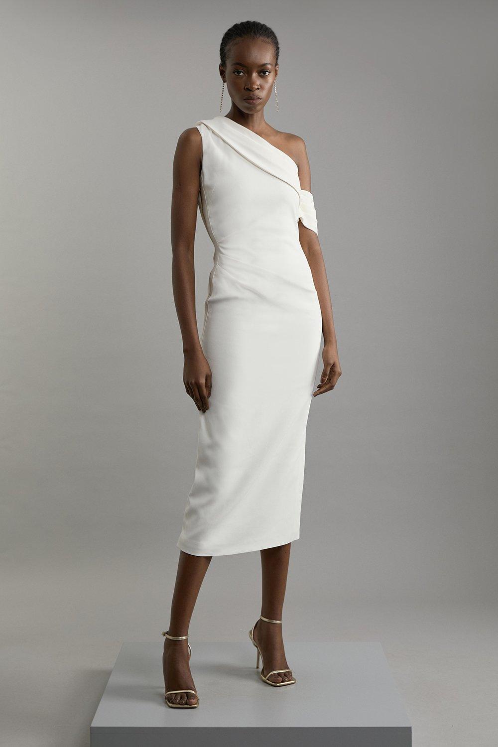Leather Forever Short Sleeve Pencil Midi Dress | Karen Millen