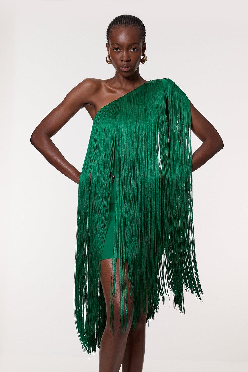 関税送料込★SALE★ラスト完売間近★KarenMillen★Featherドレス Feather Embellished Mini Dress Figure Form Bandage Knit
