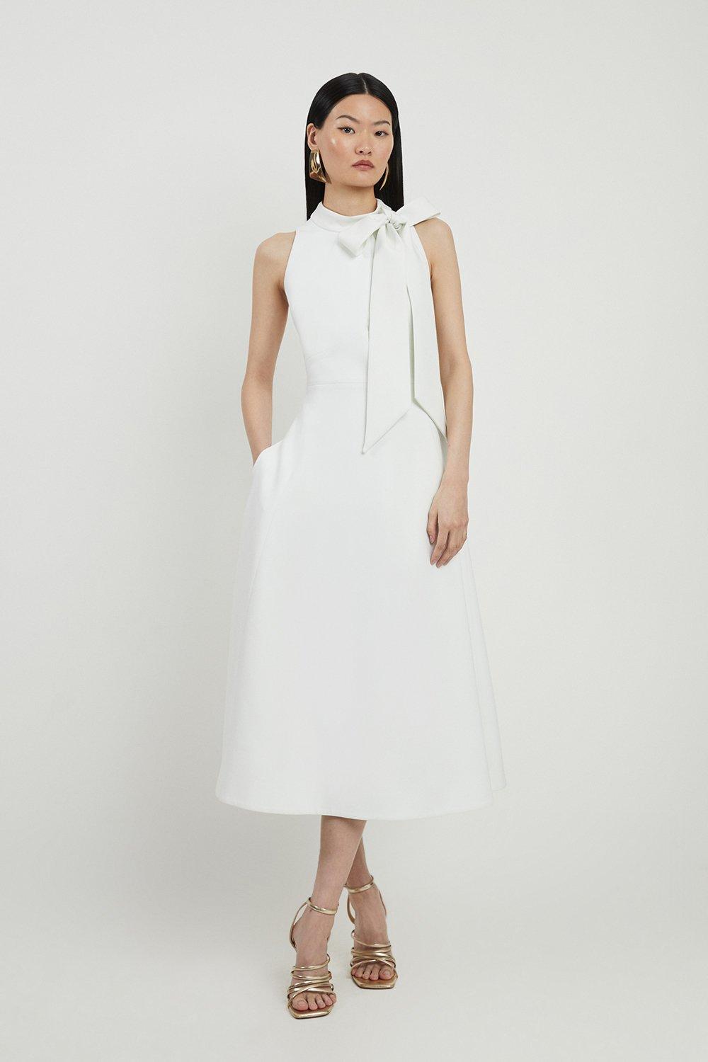 Petite Stripe Twill Belted Woven Midi Shirt Dress | Karen Millen