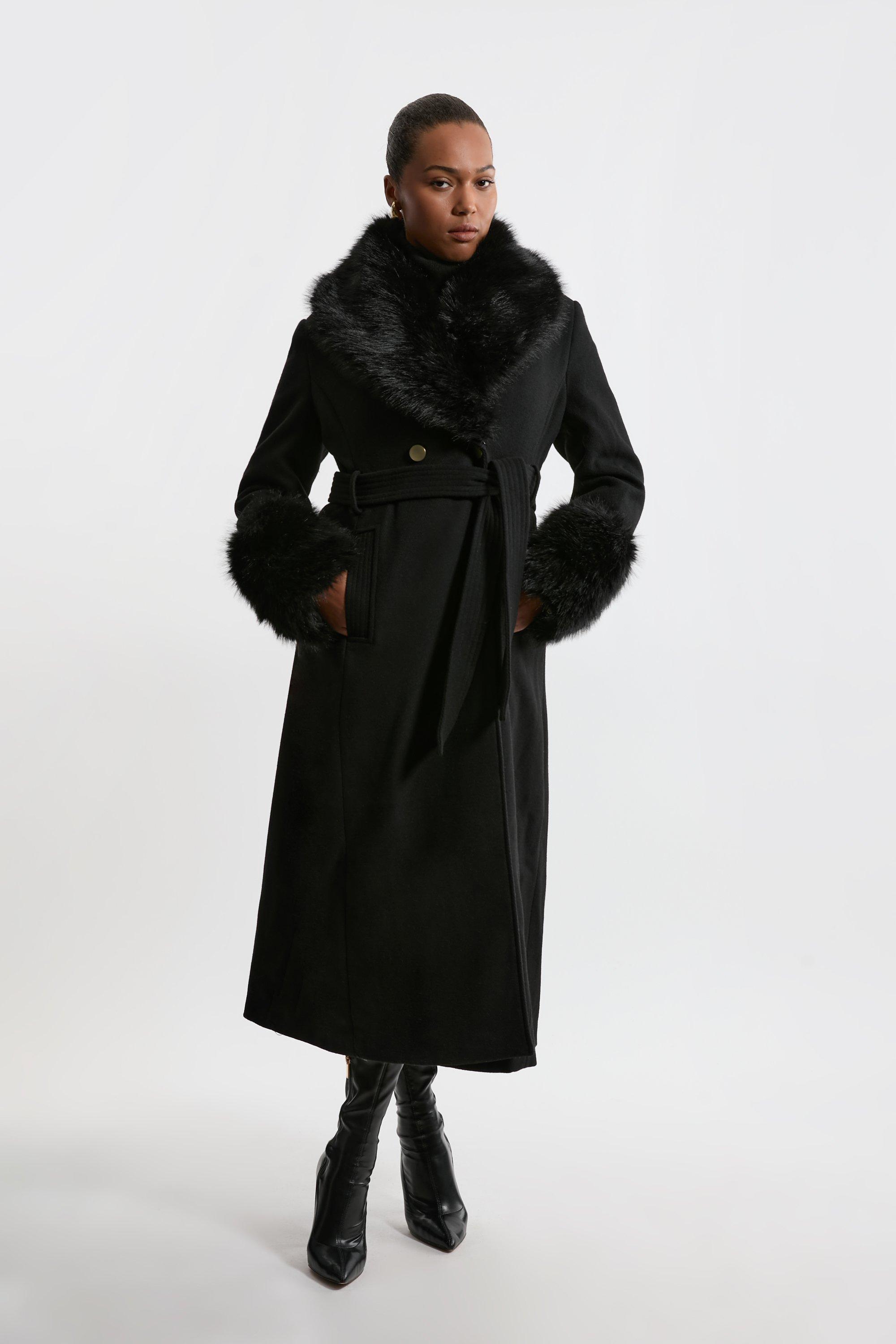 Faux Fur Panelled Long Sleeve Jacket | Karen Millen