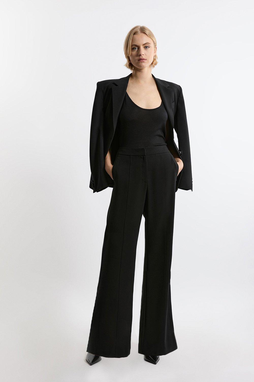 Premium Viscose Linen Belted Tailored Straight Leg Trousers