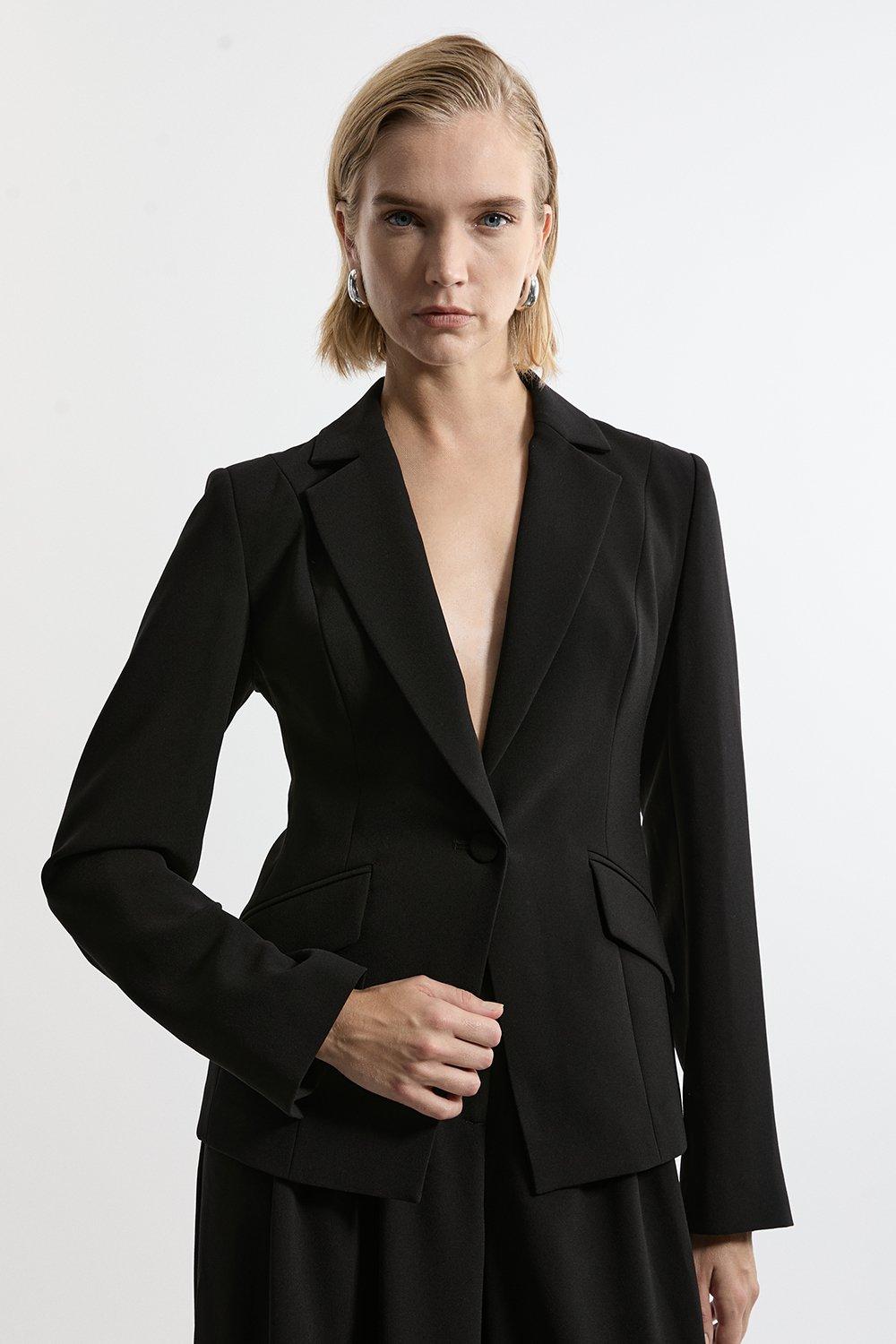 KAREN MILLEN コンパクトストレッチテーラードダーツブレザー Structured Stretch Strappy Tailored Lantern Mini Dress