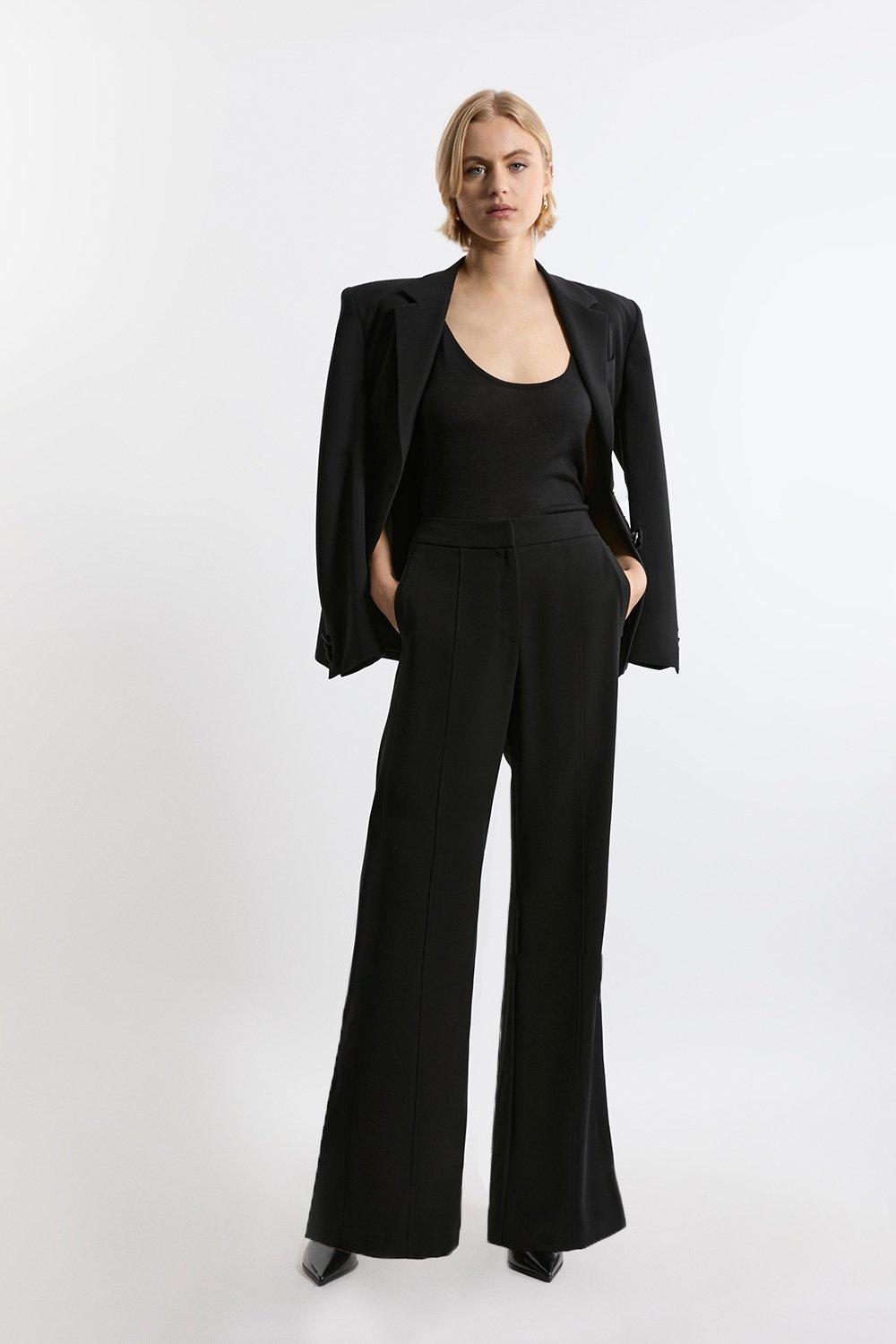 Premium Viscose Linen Belted Tailored Straight Leg Trousers