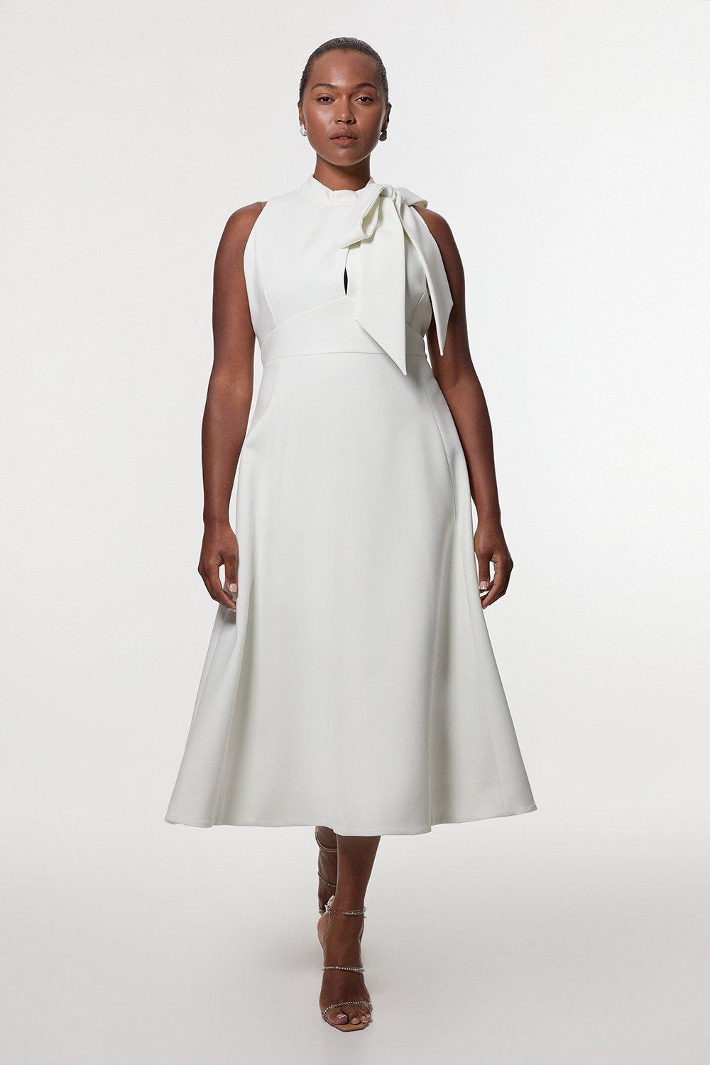 安心追跡付【KAREN MILLEN】デニムバンドウフルスカートドレス Denim Jacquard Full Skirt Belted Midi Dress | Karen Millen