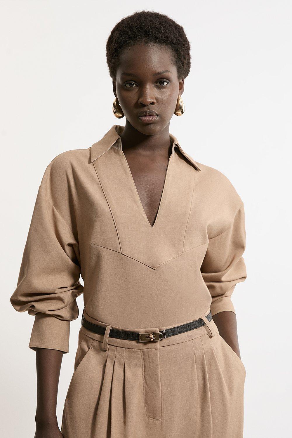 Embroidery Cutwork Frill Detail Woven Shirt | Karen Millen Embroidery Cutwork Frill Detail Woven Shirt | Karen Millen