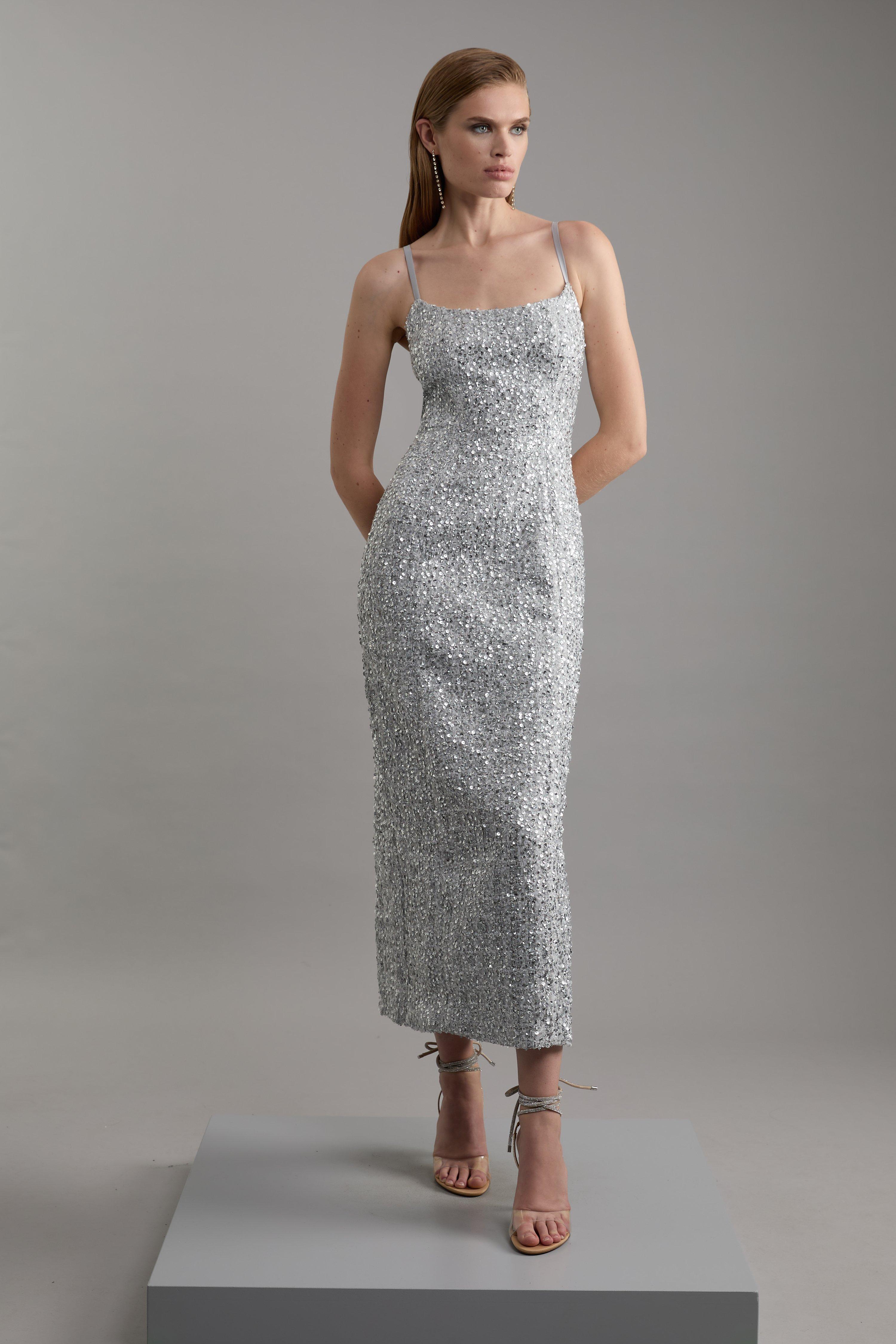 【KAREN MILLEN】プチニットウール フルスカートドレス 関税込 Robe Karen Millen Occasion Embellished And Chiffon Sleeve