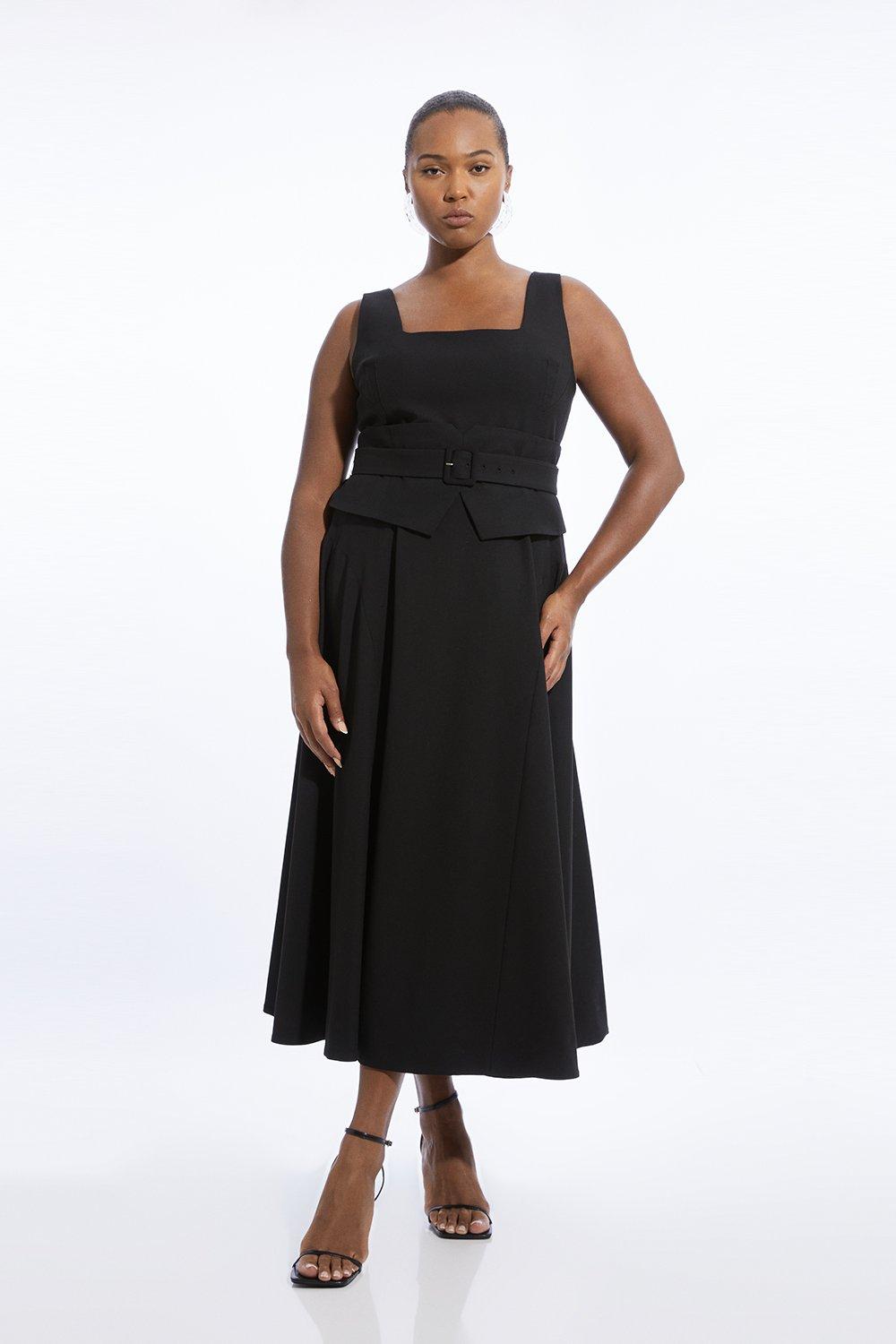 Leather Belted Full Skirted Maxi Dress | Karen Millen