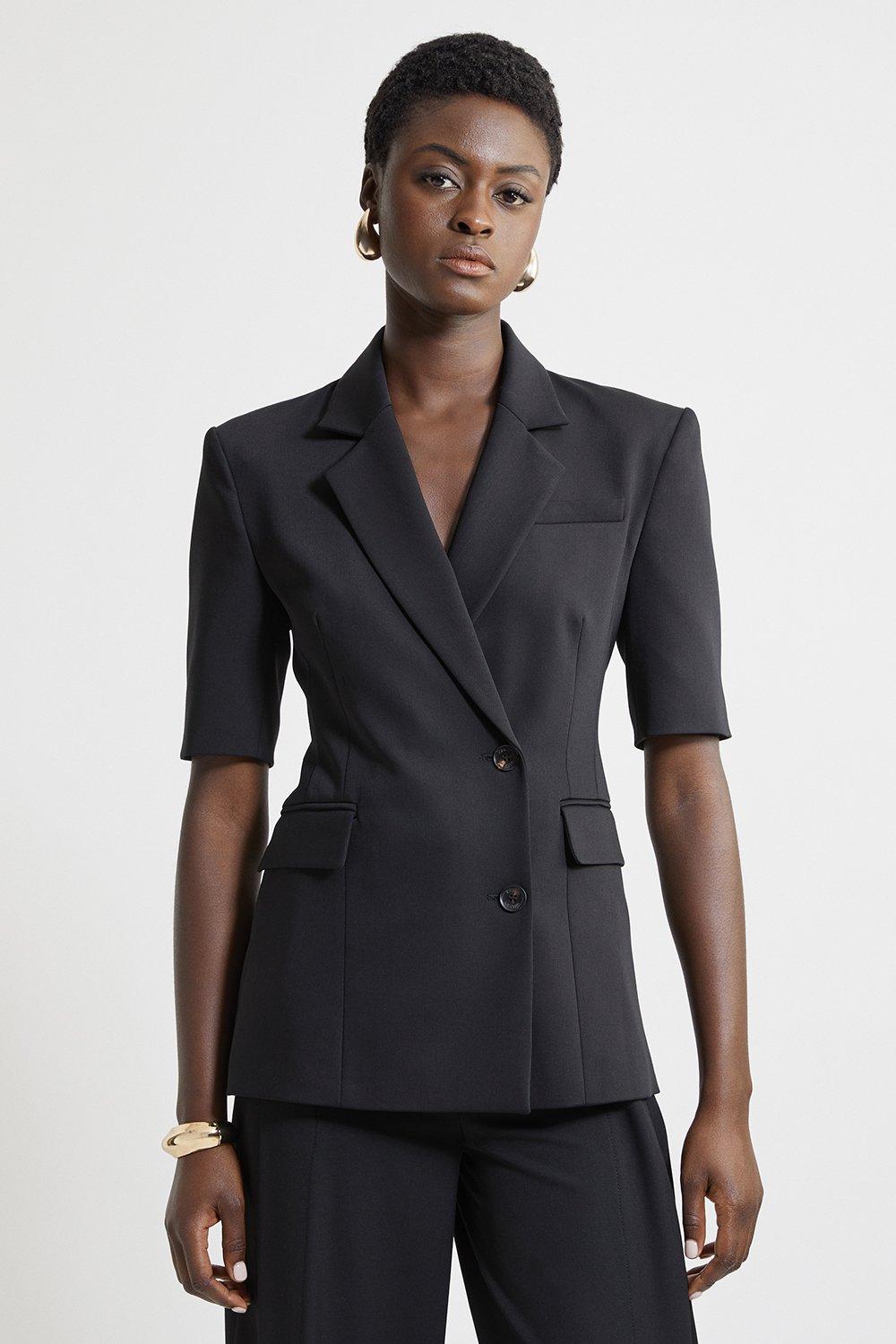 Tailored Sparkle Boucle Double Breasted Jacket | Karen Millen