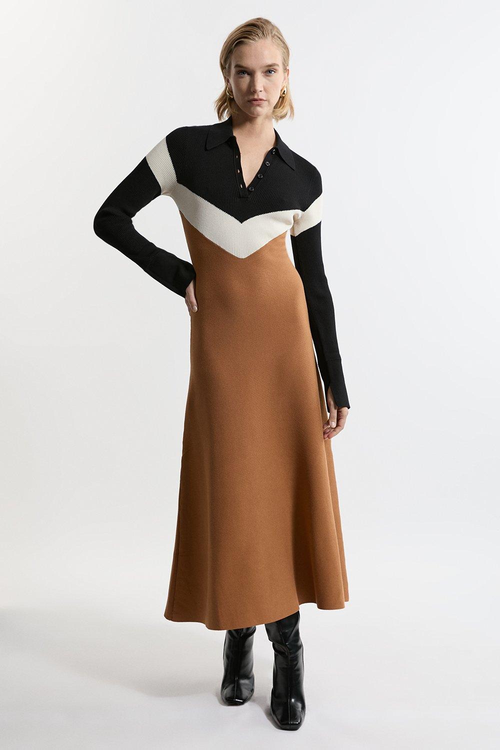 Premium 100% Washed Wool Knit Zip Detail Mini Dress | Karen