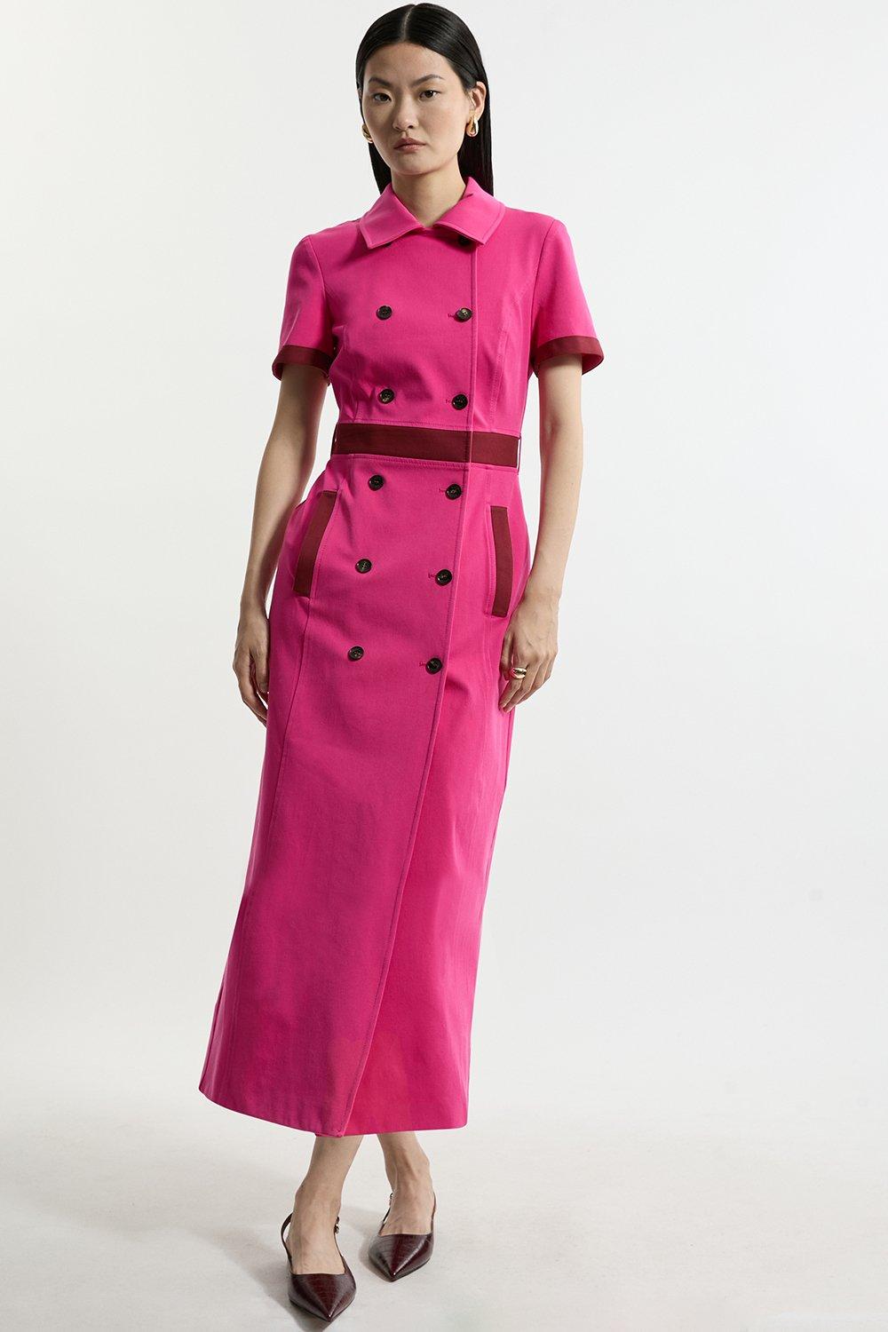 KAREN MILLEN* サテンピンタック取り外し可ブレザーミニドレス Compact Stretch Belted Forever Belted Pencil Midi Dress