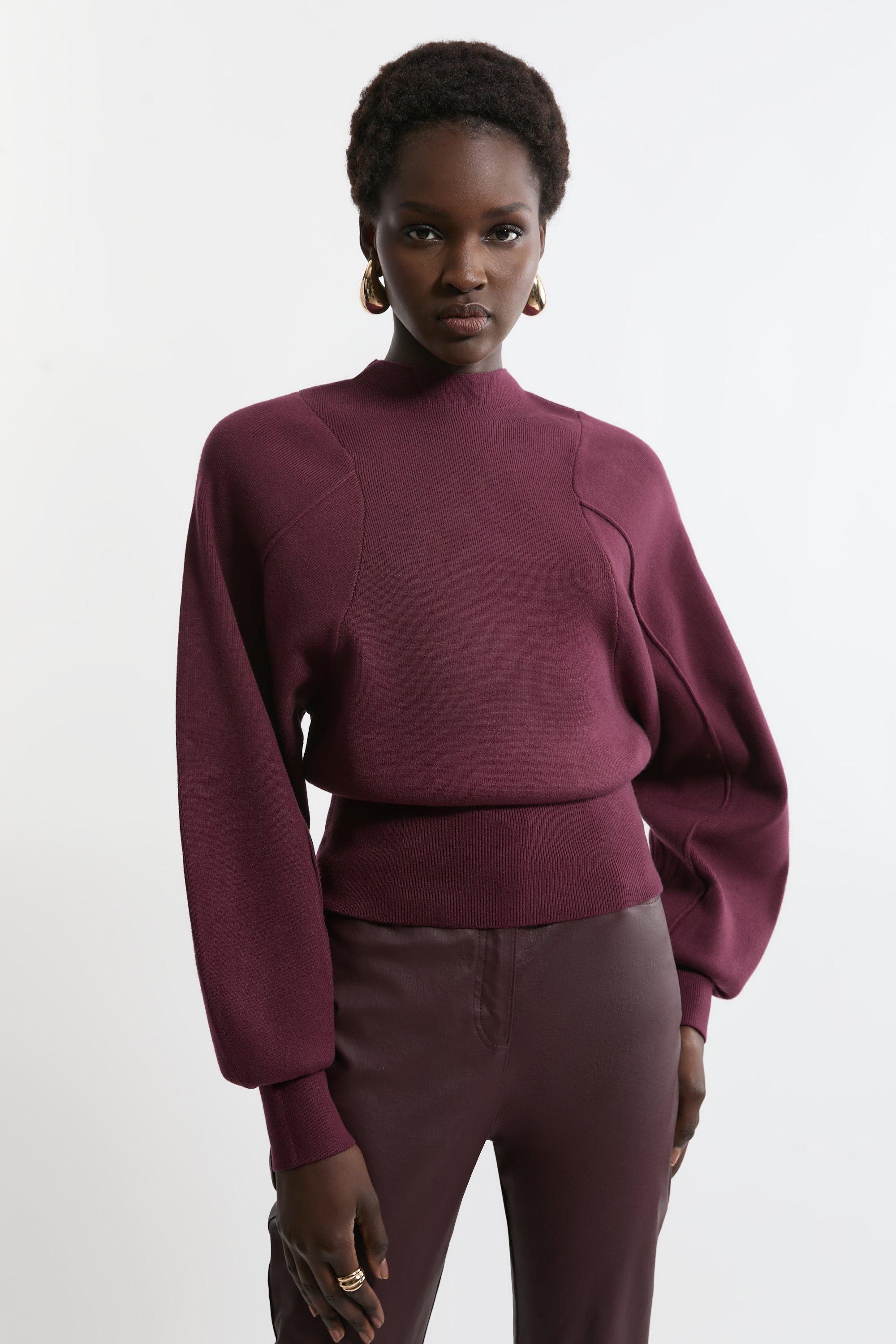 Wool Blend Cosy Off The Shoulder Knit Sweater | Karen Millen