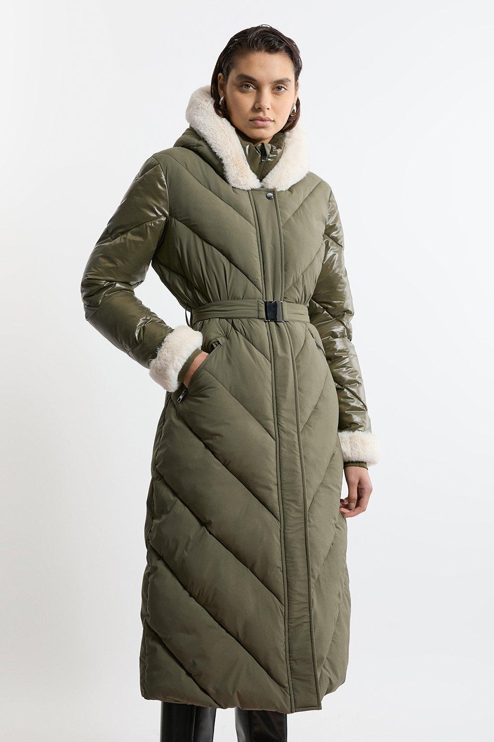 Petite Down Filled Puffer Packable Longline Coat Karen Millen