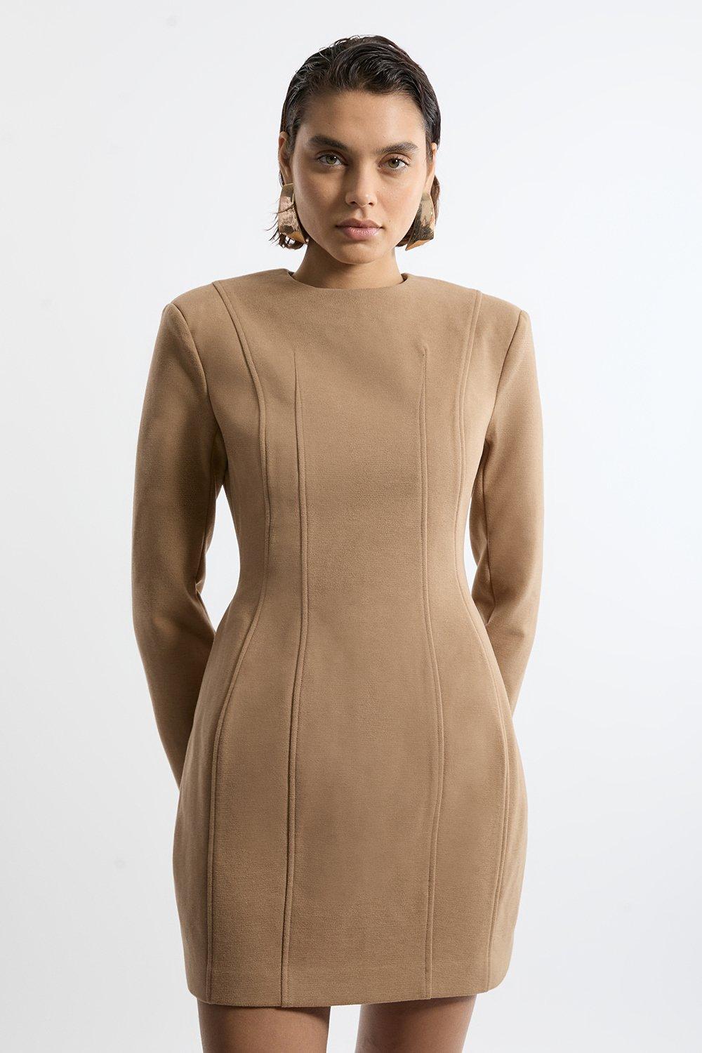 Premium Alpaca Wool Blend Knit Swing Mini Dress With Funnel