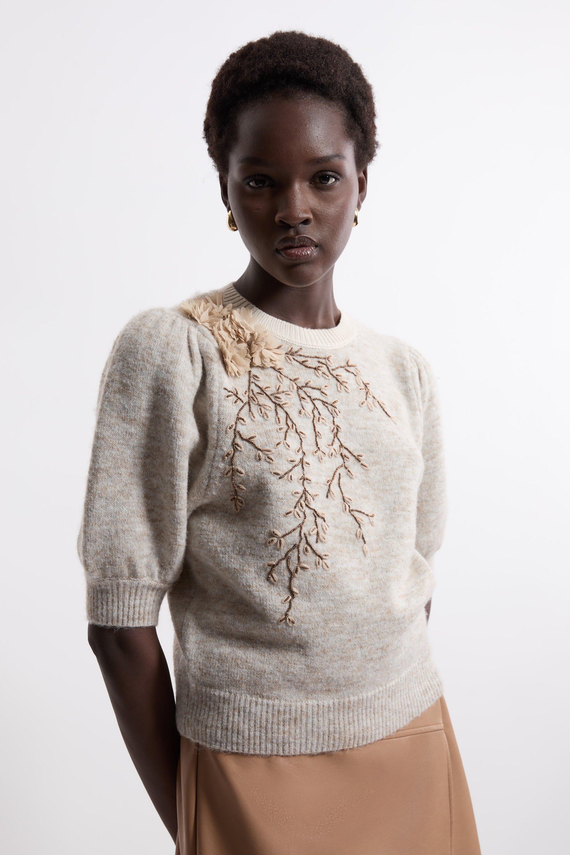 Cashmere Blend Zip Detail Knit Polo Top | Karen Millen