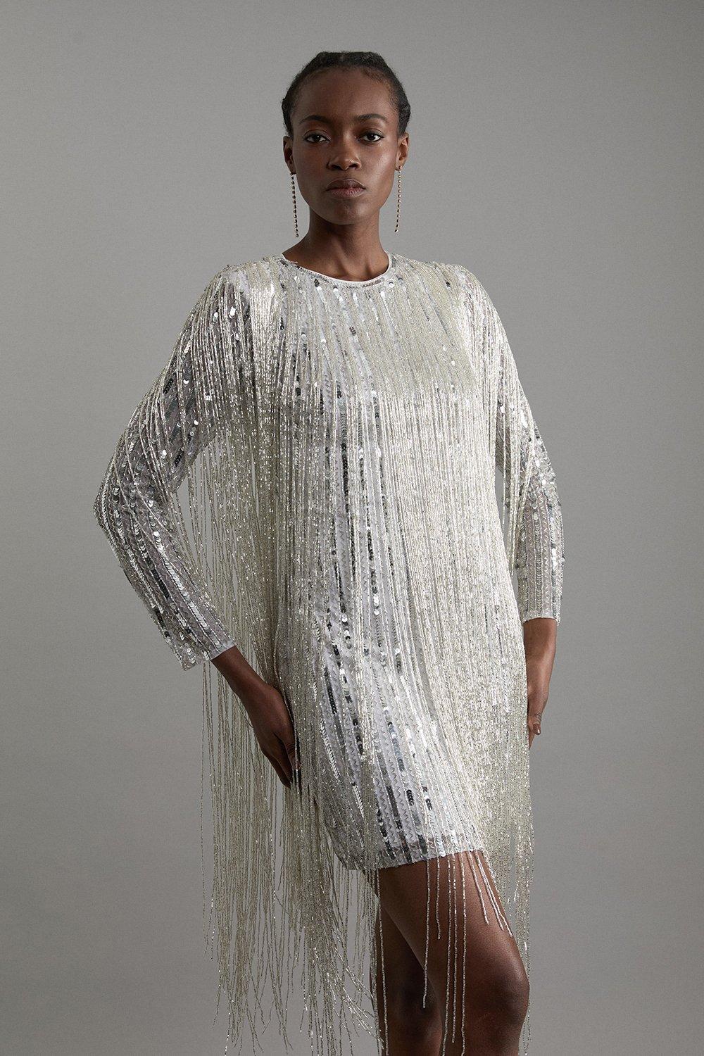 Petite Premium Embellished Caped Maxi Dress | Karen Millen