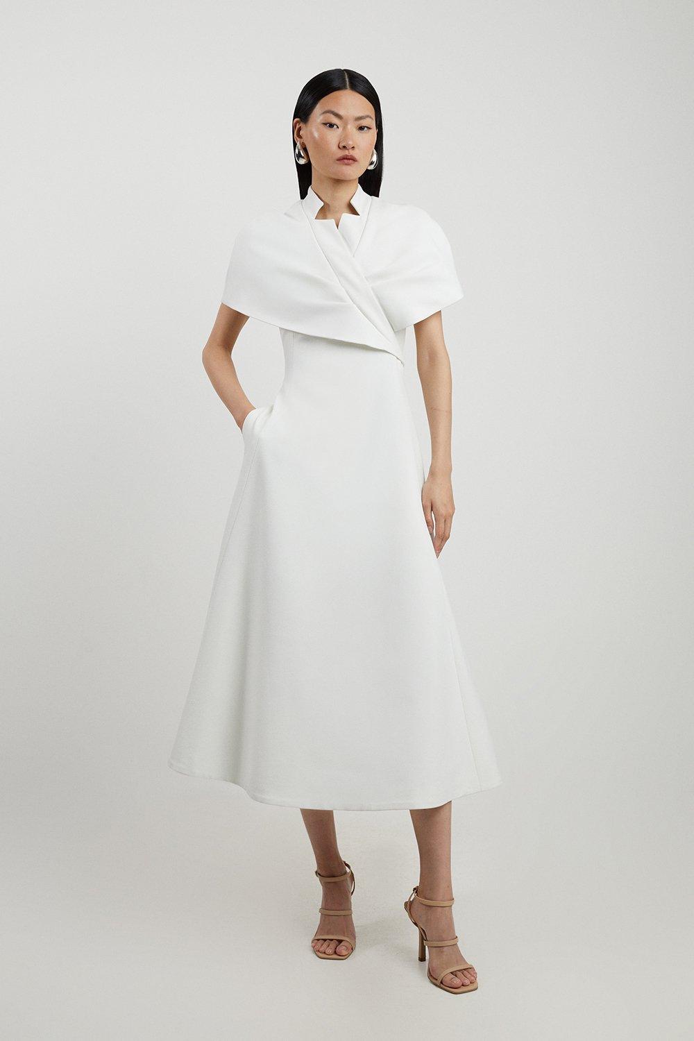 Lydia Millen Petite Taffeta Full Skirt Tailored Wrap Shirt