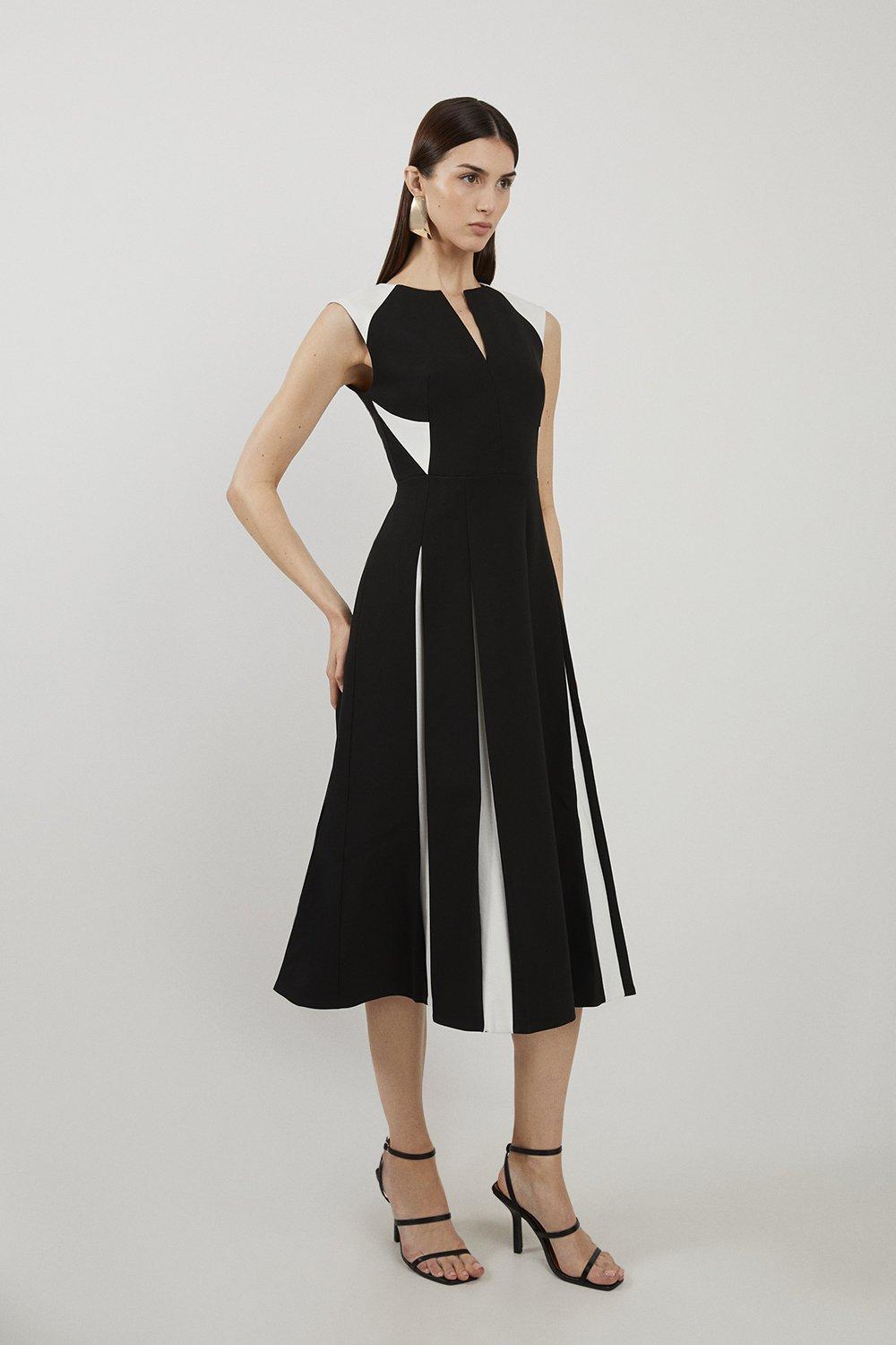 Lydia Millen Petite Structured Crepe Cape Sleeve Full Skirt