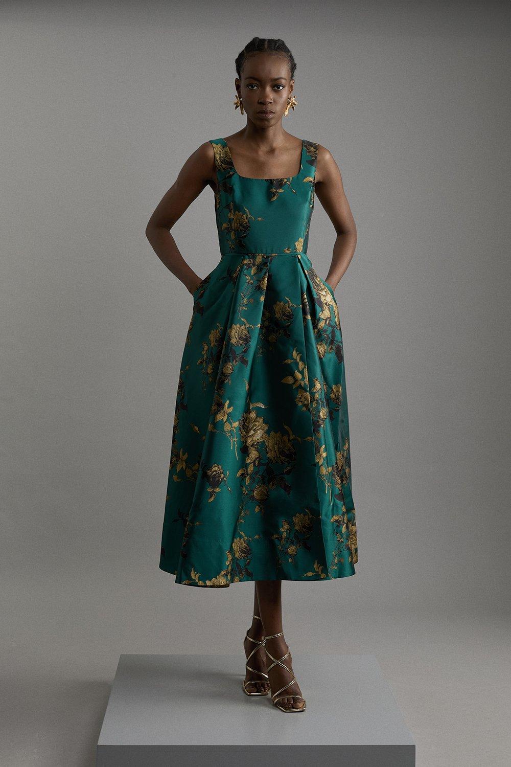 ワンピース Micro Floral Jacquard Dress mame Mame Kurogouchi(マメ クロゴウチ)】 Micro Floral Jacquard