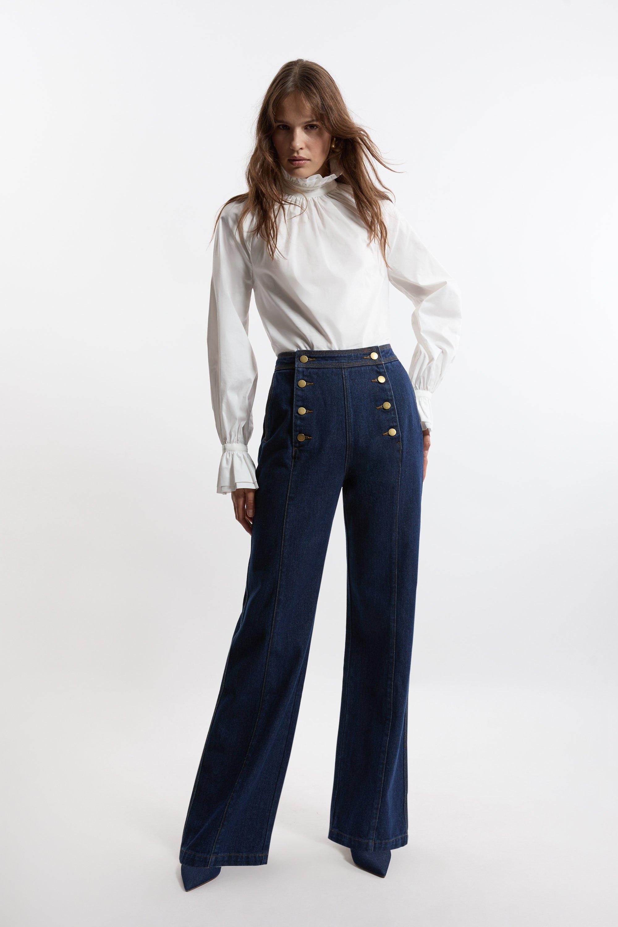 【Karen Millen】テーラード ストレート レッグ パンツ 日本製】ワンタック美シルエットパンツ(フルレングスパンツ