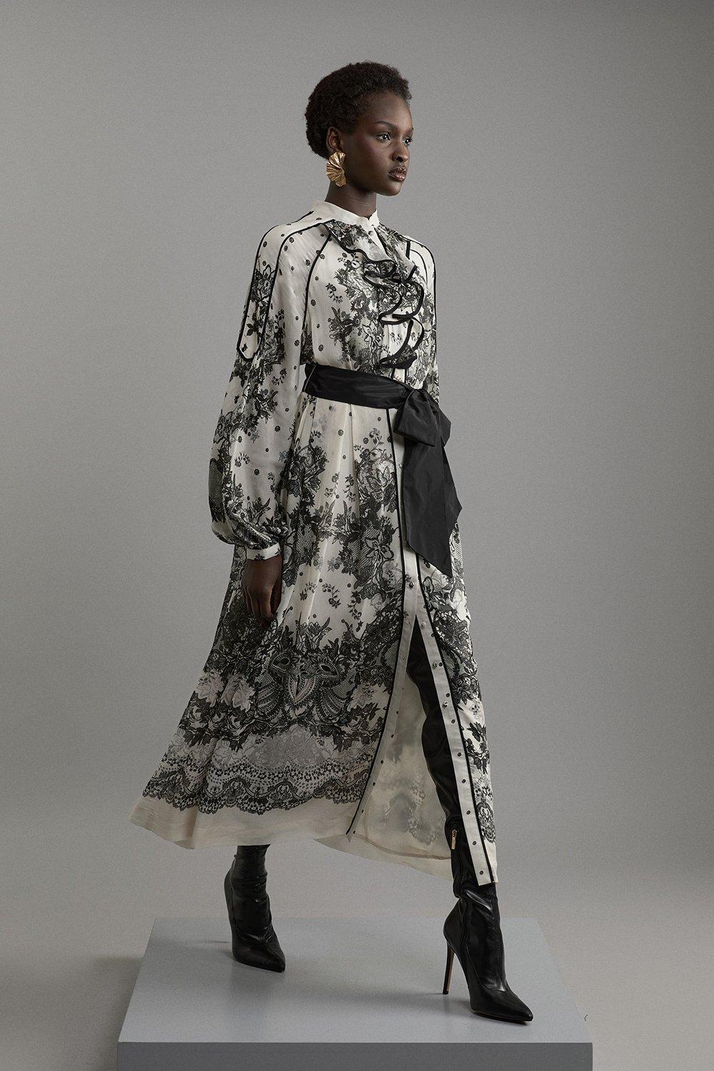 Petite Ombre Floral Soft Pleated One Shoulder Maxi Dress