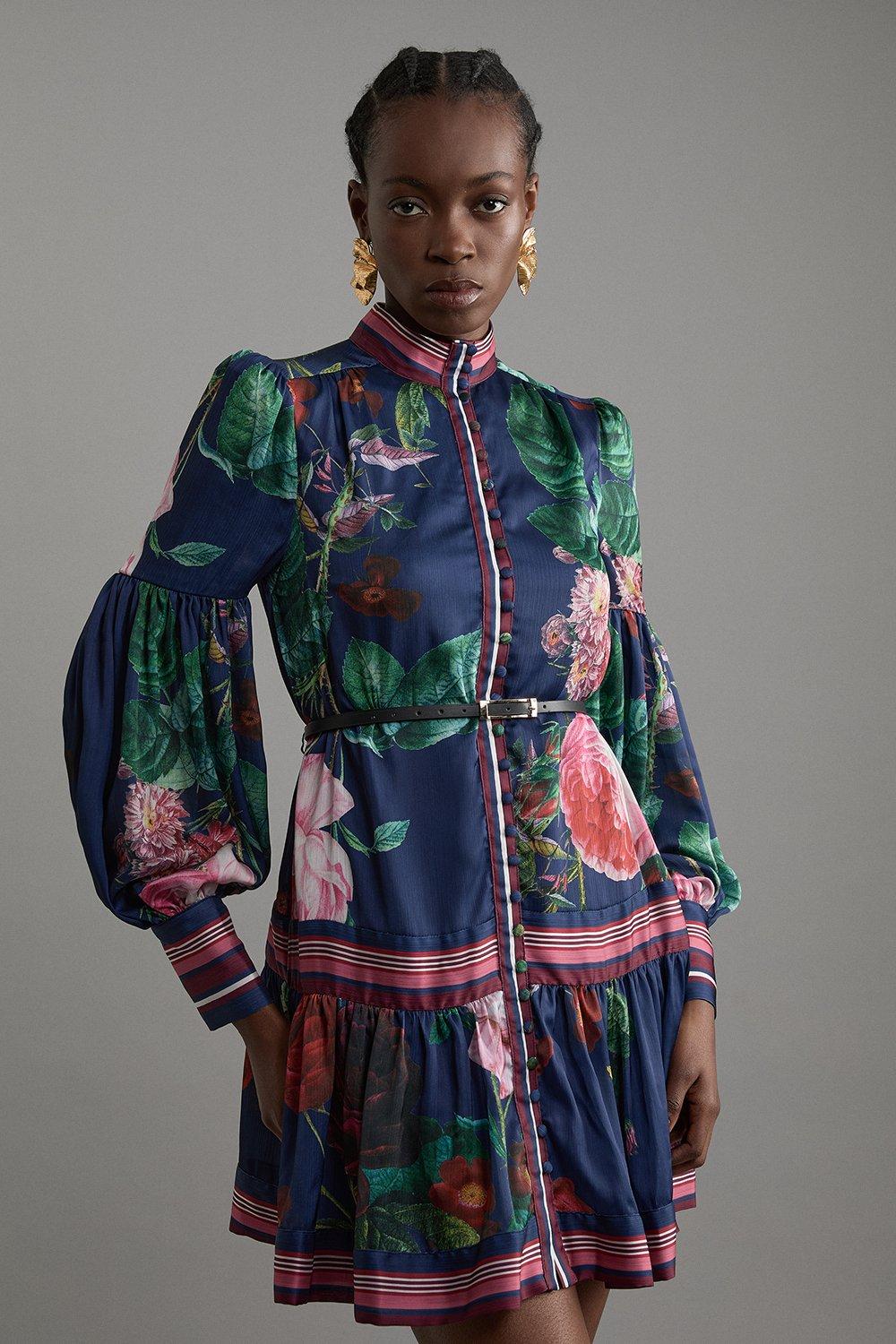 Plus Size Lydia Millen Crinkle Chiffon Floral Midi Dress