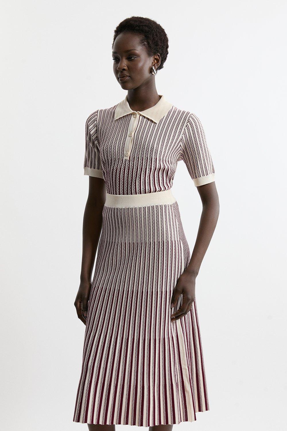 Georgette Belted Pleat Woven Midi Skirt | Karen Millen