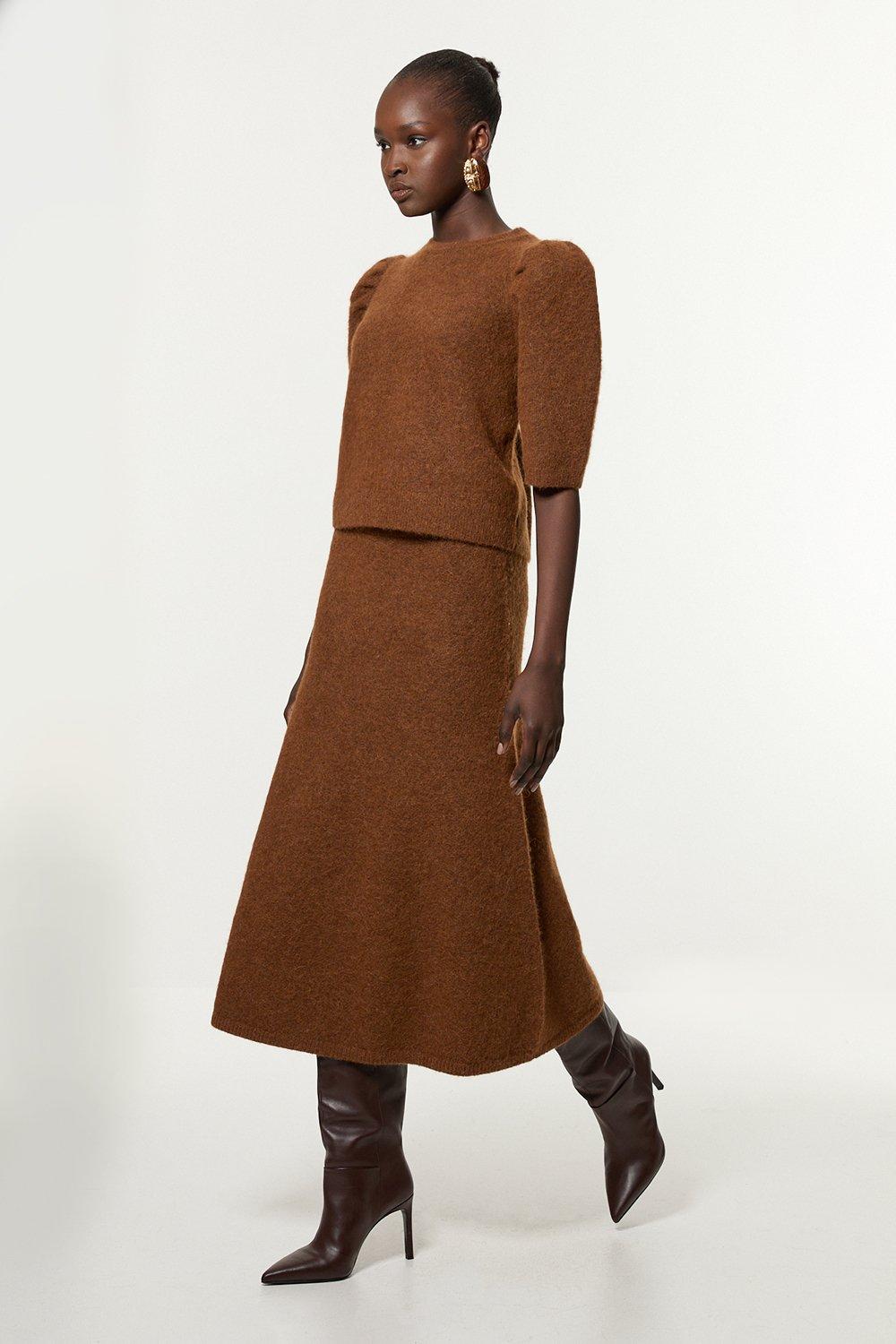 Faux Leather Tie Detail Wrap Midi Skirt | Karen Millen