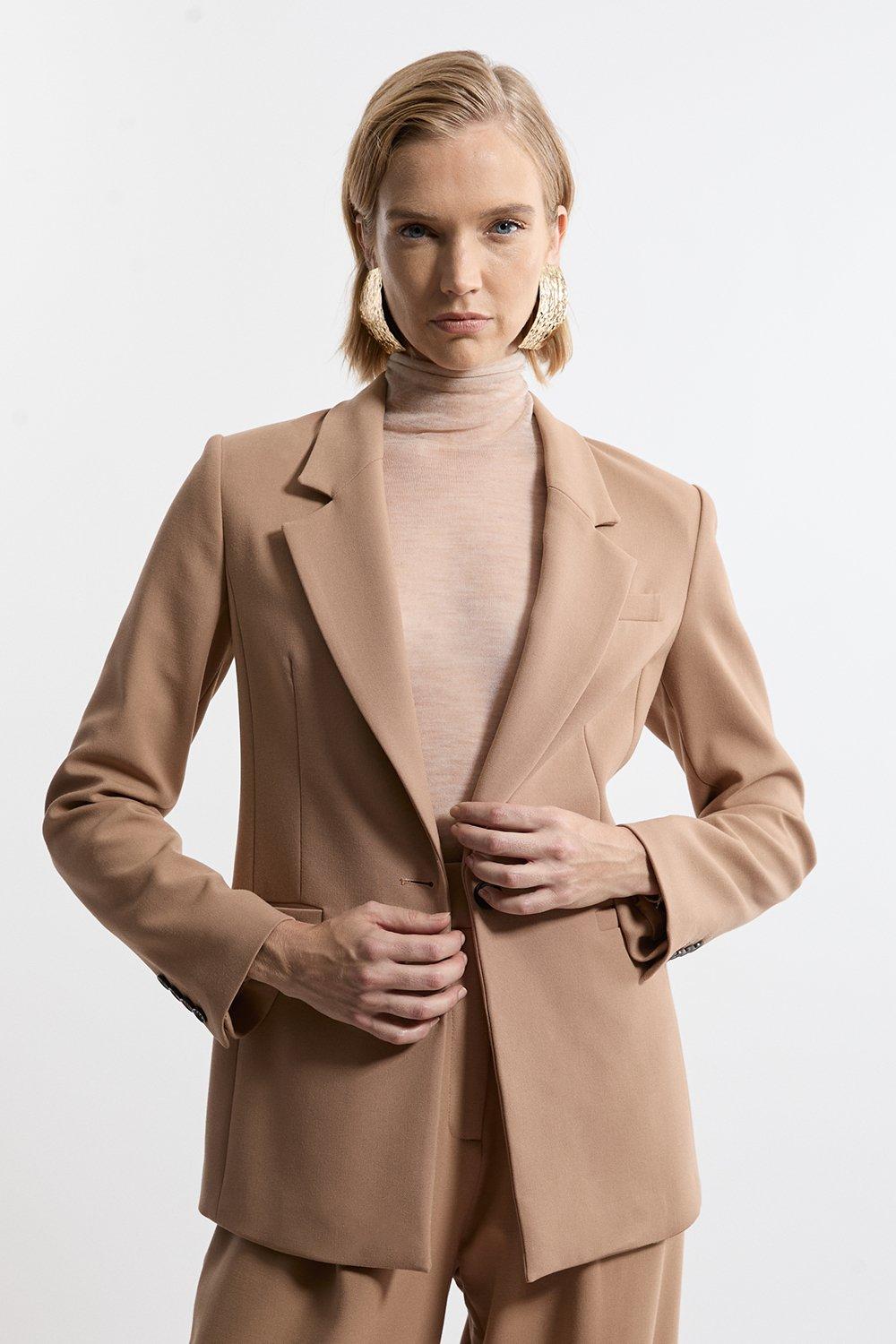 Compact Stretch Statement Sleeve Longline Blazer | Karen Millen Compact Stretch Statement Sleeve Longline Blazer | Karen Millen